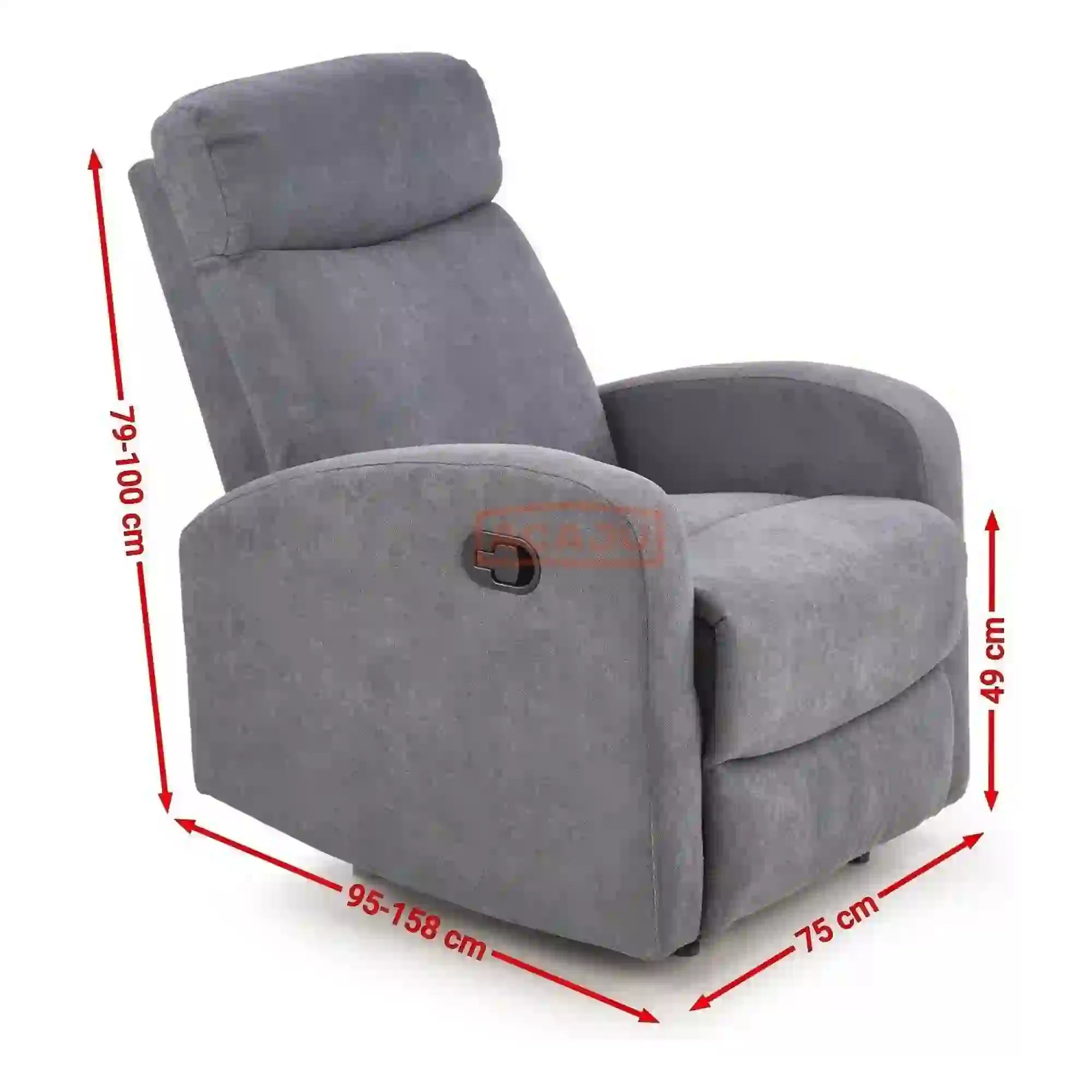 Fotoliu rabatabil OSLO 1S, bej/negru, stofa/metal, 75x95/158x79/100 cm