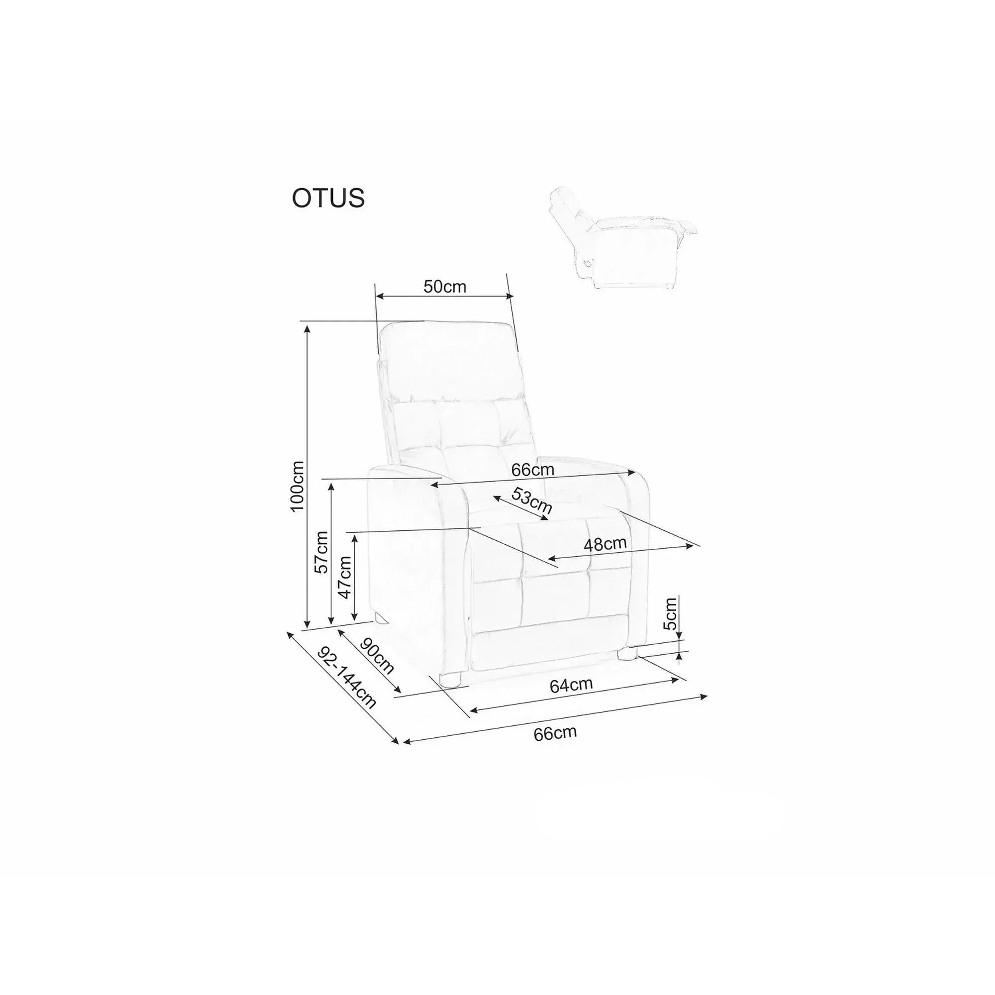 Fotoliu rabatabil OTUS, gri, stofă/metal, 66x53x100 cm