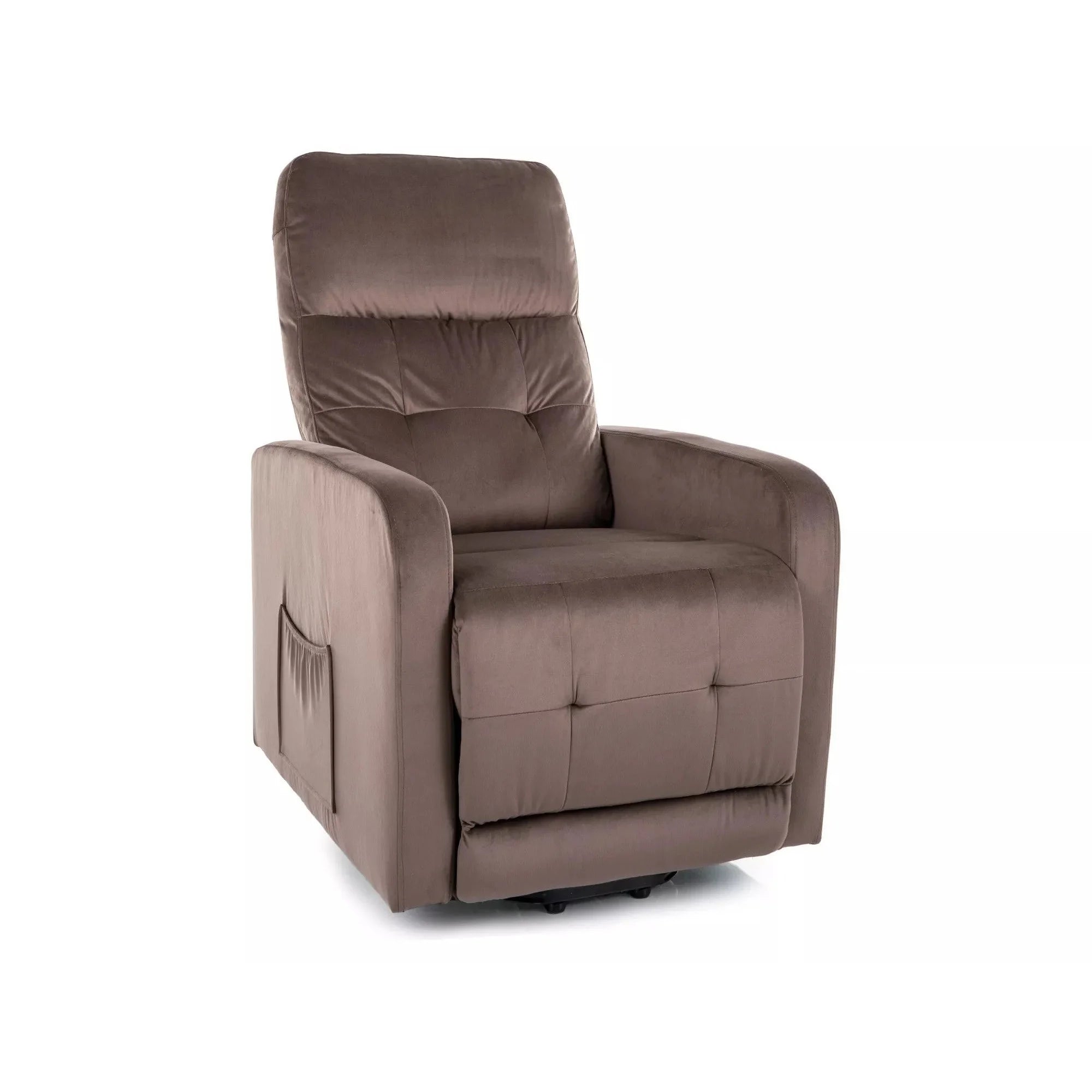 Fotoliu rabatabil OTUS II, stofa catifelata cappuccino - Bluvel 38, 66x92/144x100 cm