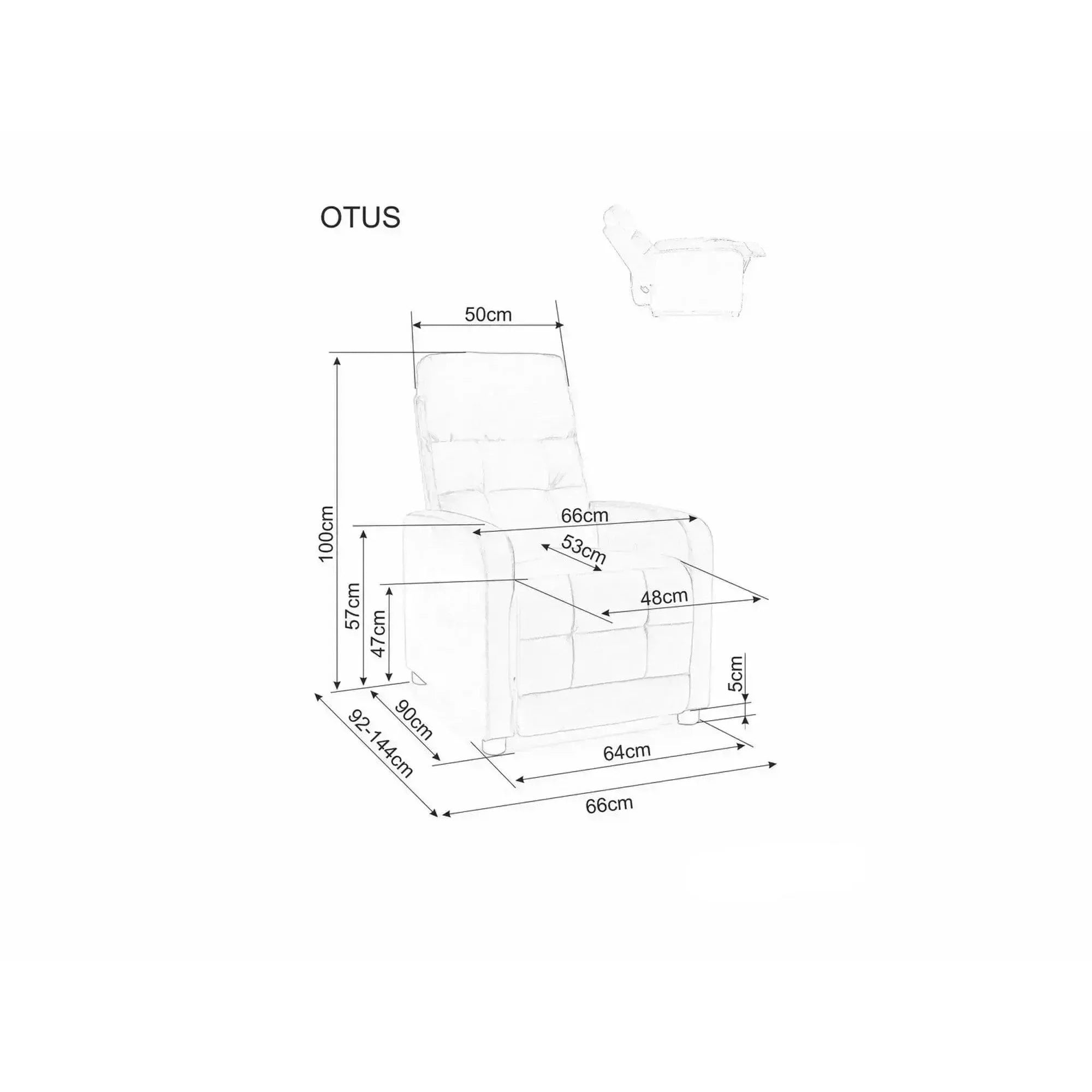 Fotoliu rabatabil OTUS II, stofa clasica gri deschis - Brego 07, 66x92/144x100 cm