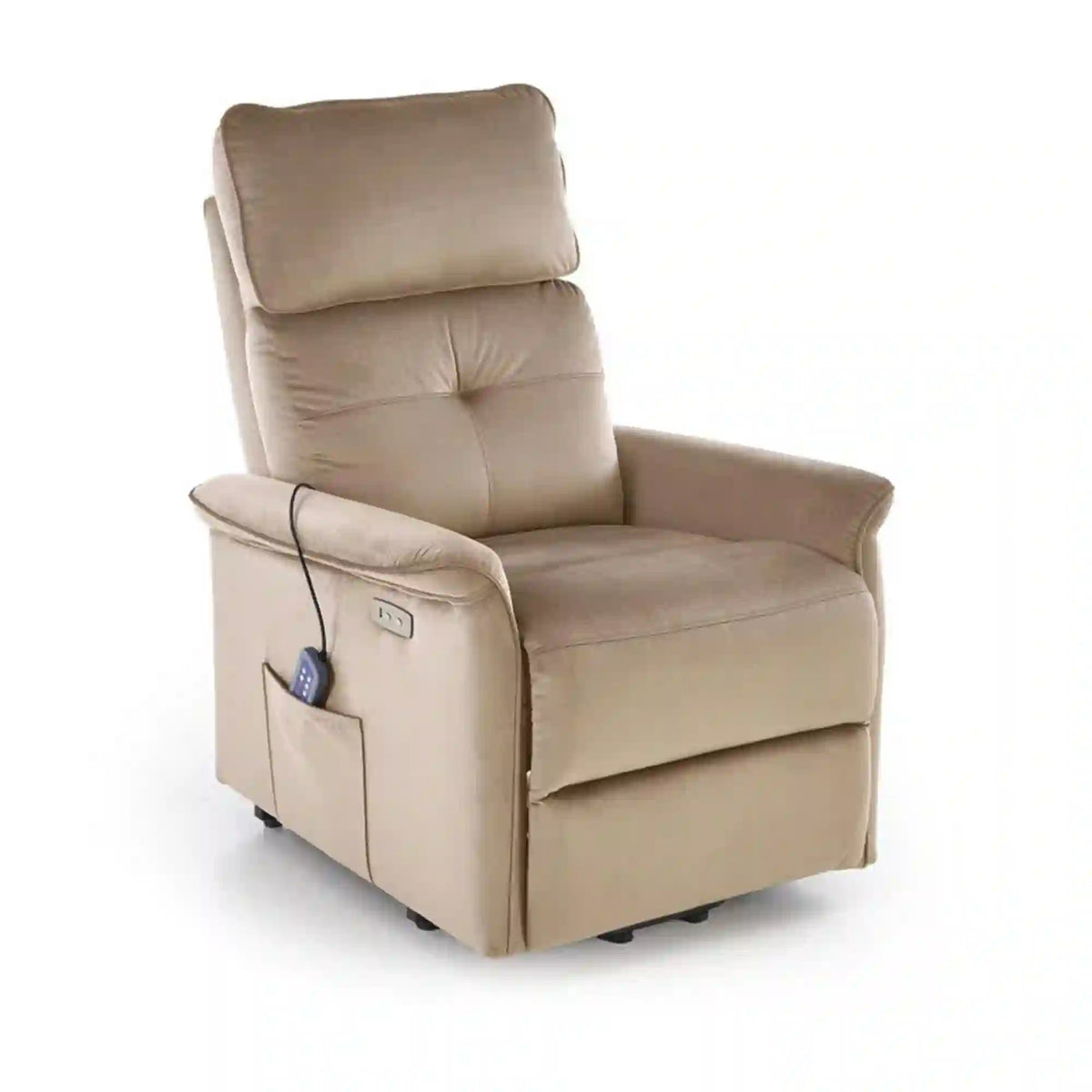 Fotoliu rabatabil SEMIR 2, stofa catifelata bej - Bluvel 40, 80x108/90x90/160 cm