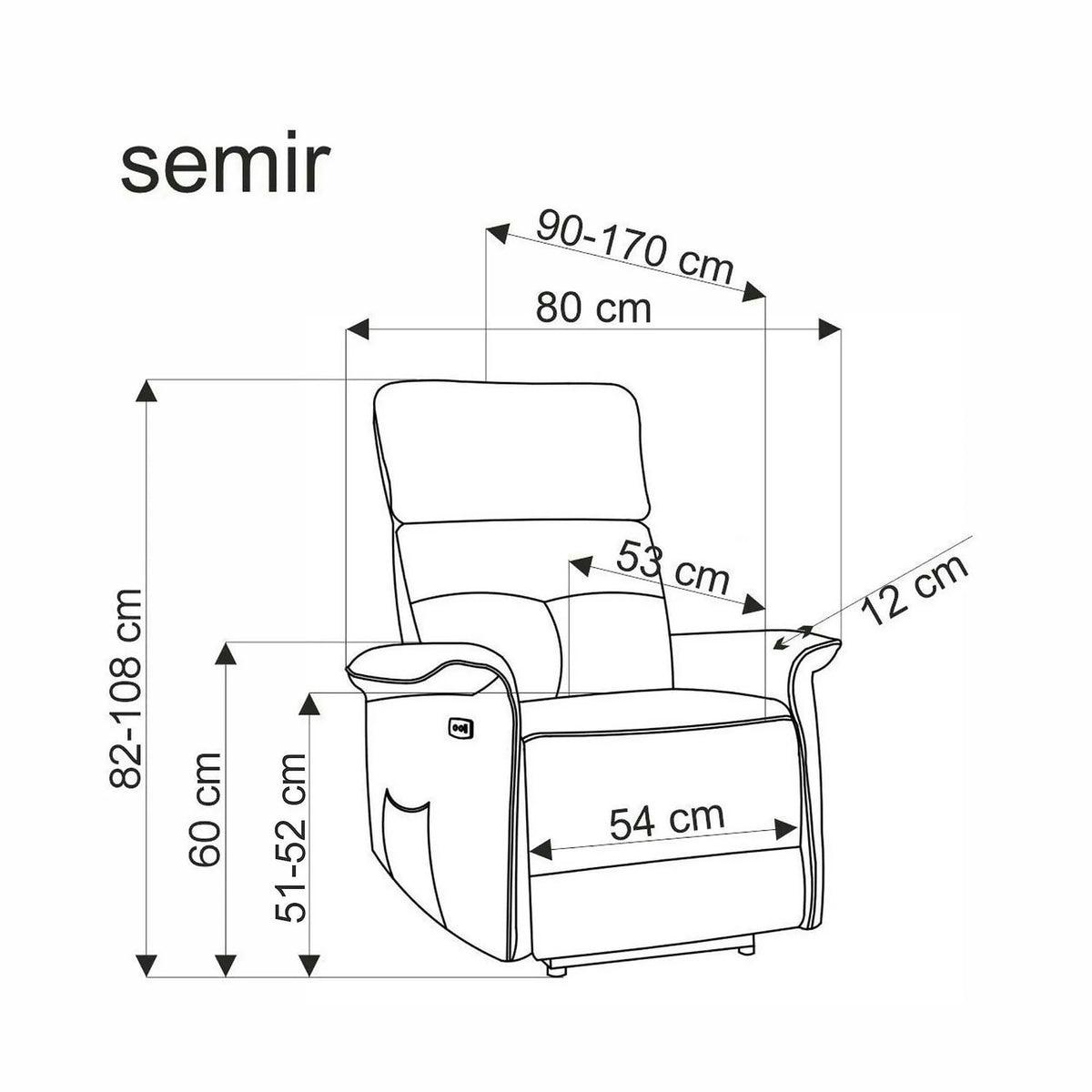 Fotoliu rabatabil SEMIR, gri/negru, stofa catifelata/metal, 80x90/170x92/108 cm