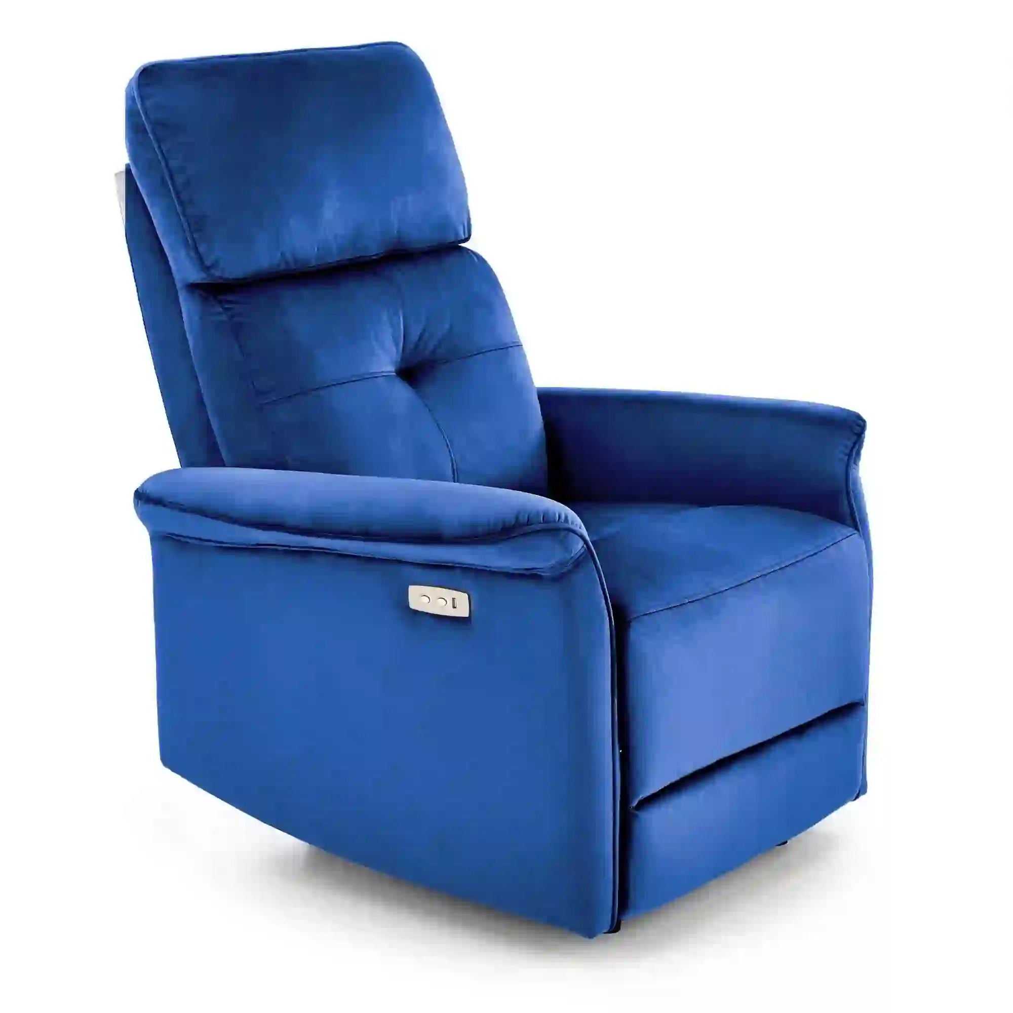 Fotoliu rabatabil SEMIR, stofa catifelata albastru - Bluvel 86, 80x90/170x92/108 cm