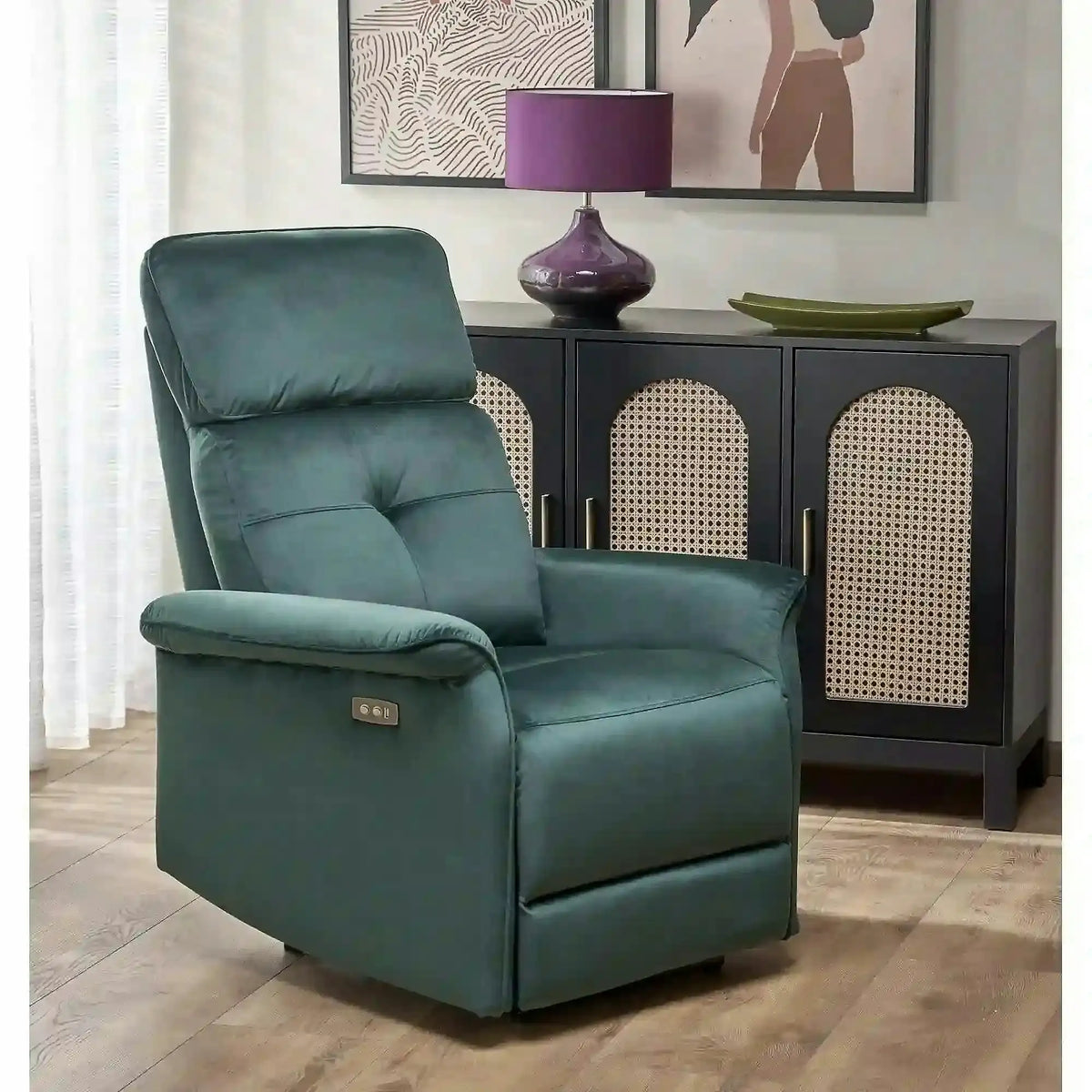 Fotoliu rabatabil SEMIR, verde inchis/negru, stofa catifelata/metal, 80x90/170x92/108 cm