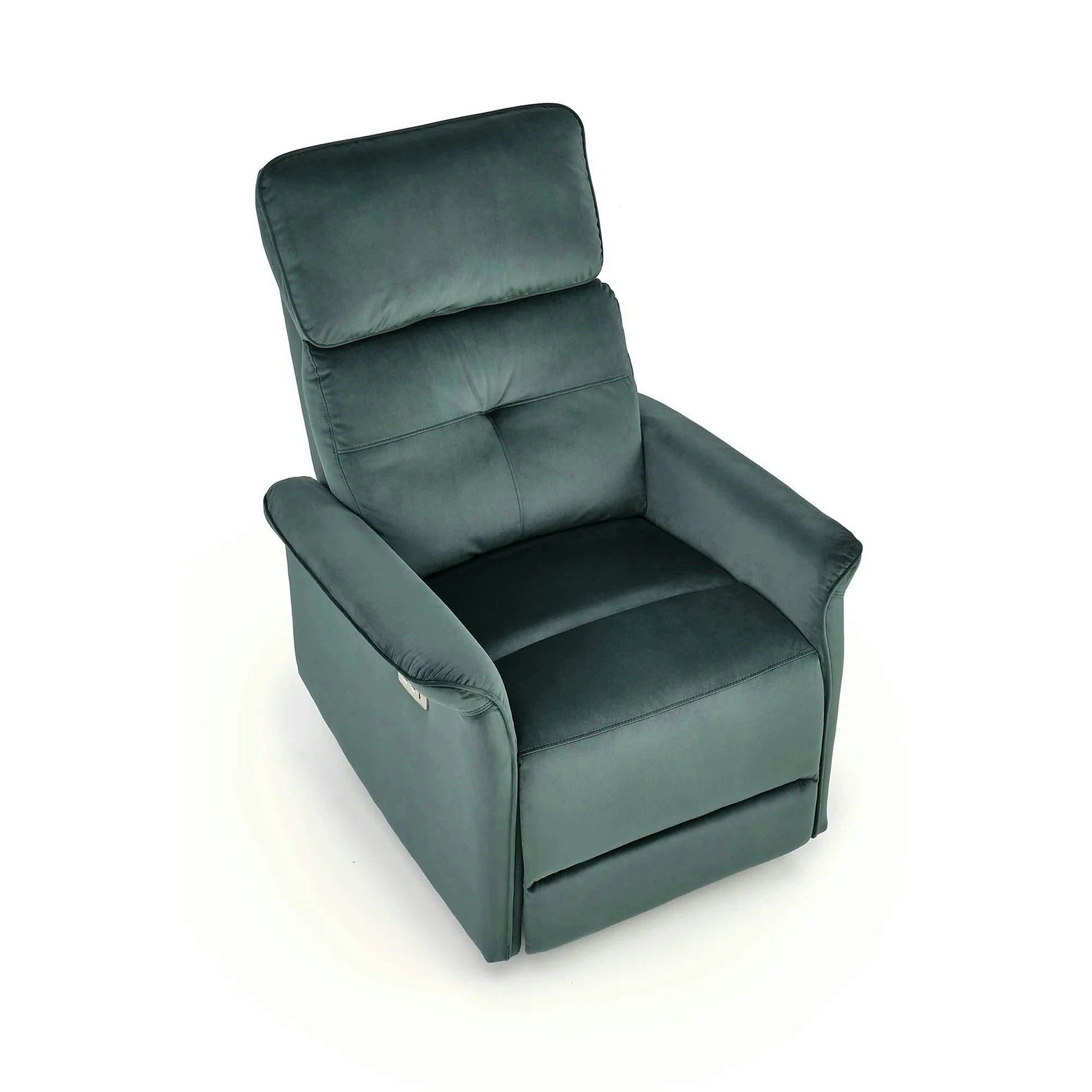 Fotoliu rabatabil SEMIR, verde inchis/negru, stofa catifelata/metal, 80x90/170x92/108 cm