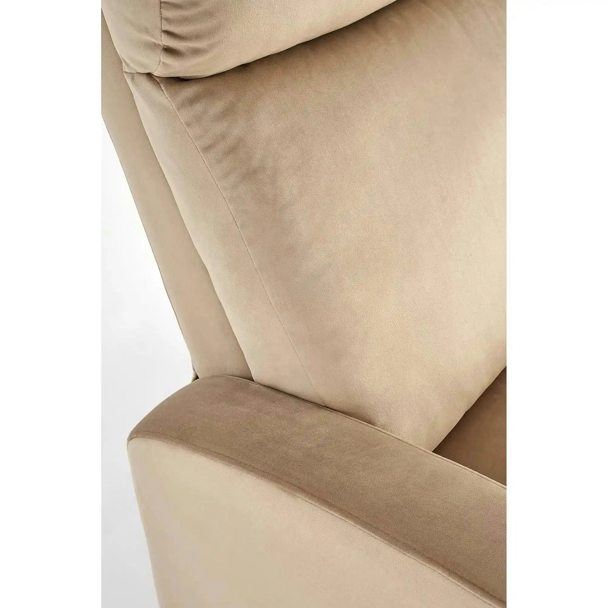 Fotoliu rabatabil WONDER, bej/negru, stofa catifelata/metal, 75x95/140x90/98 cm