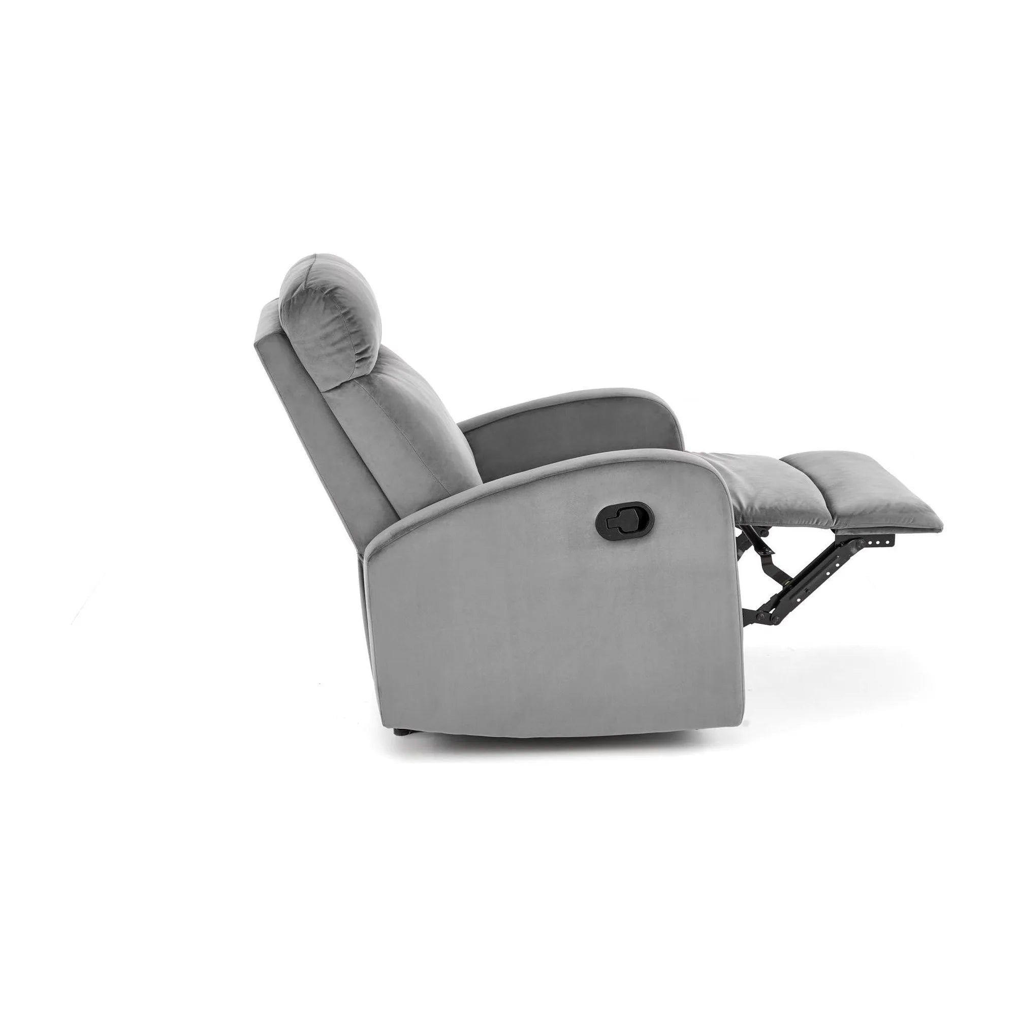 Fotoliu rabatabil WONDER, gri/negru, stofa catifelata/metal, 75x95/140x90/98 cm