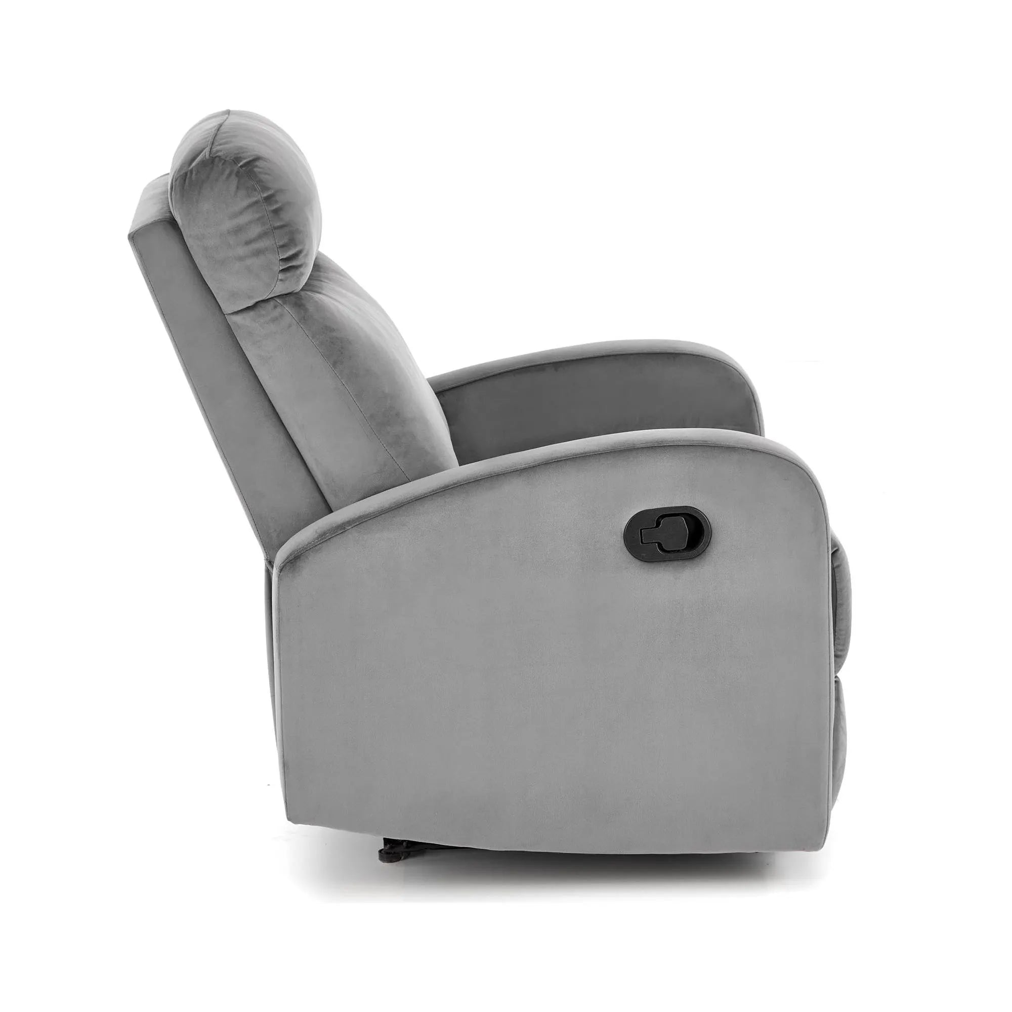 Fotoliu rabatabil WONDER, gri/negru, stofa catifelata/metal, 75x95/140x90/98 cm