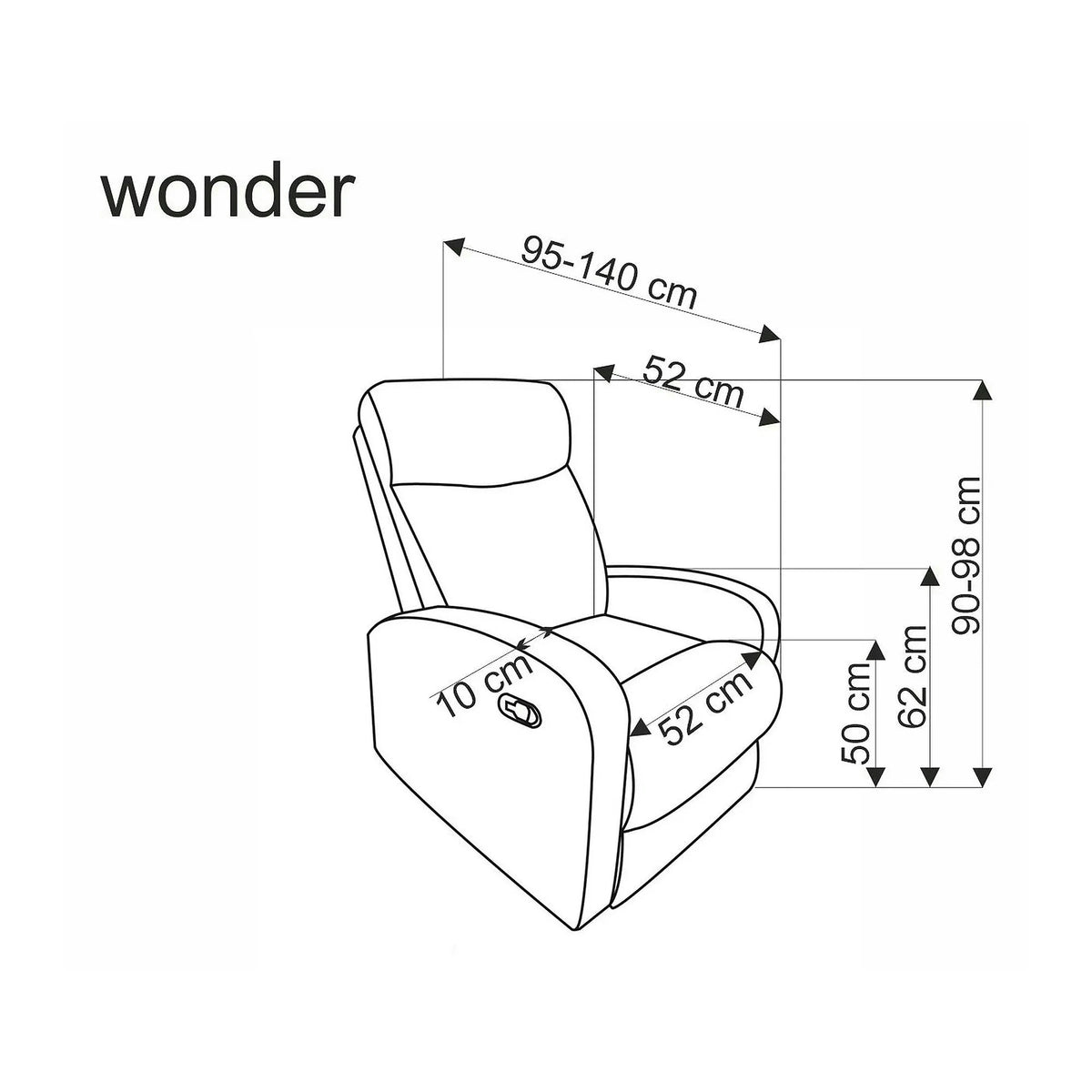 Fotoliu rabatabil WONDER, stofa catifelata galben mustar - Bluvel 68, 75x95/140x90/98 cm