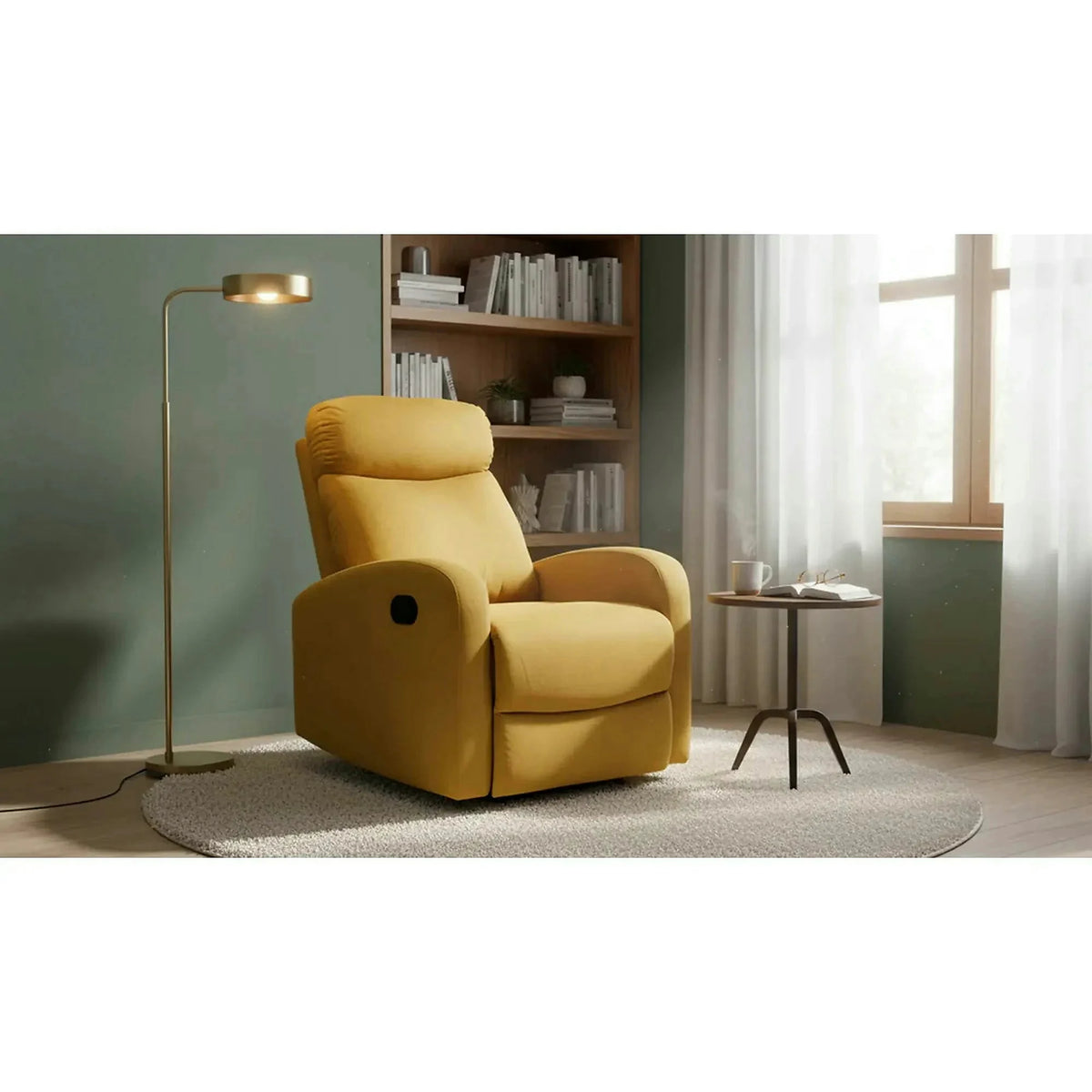 Fotoliu rabatabil WONDER, stofa catifelata galben mustar - Bluvel 68, 75x95/140x90/98 cm