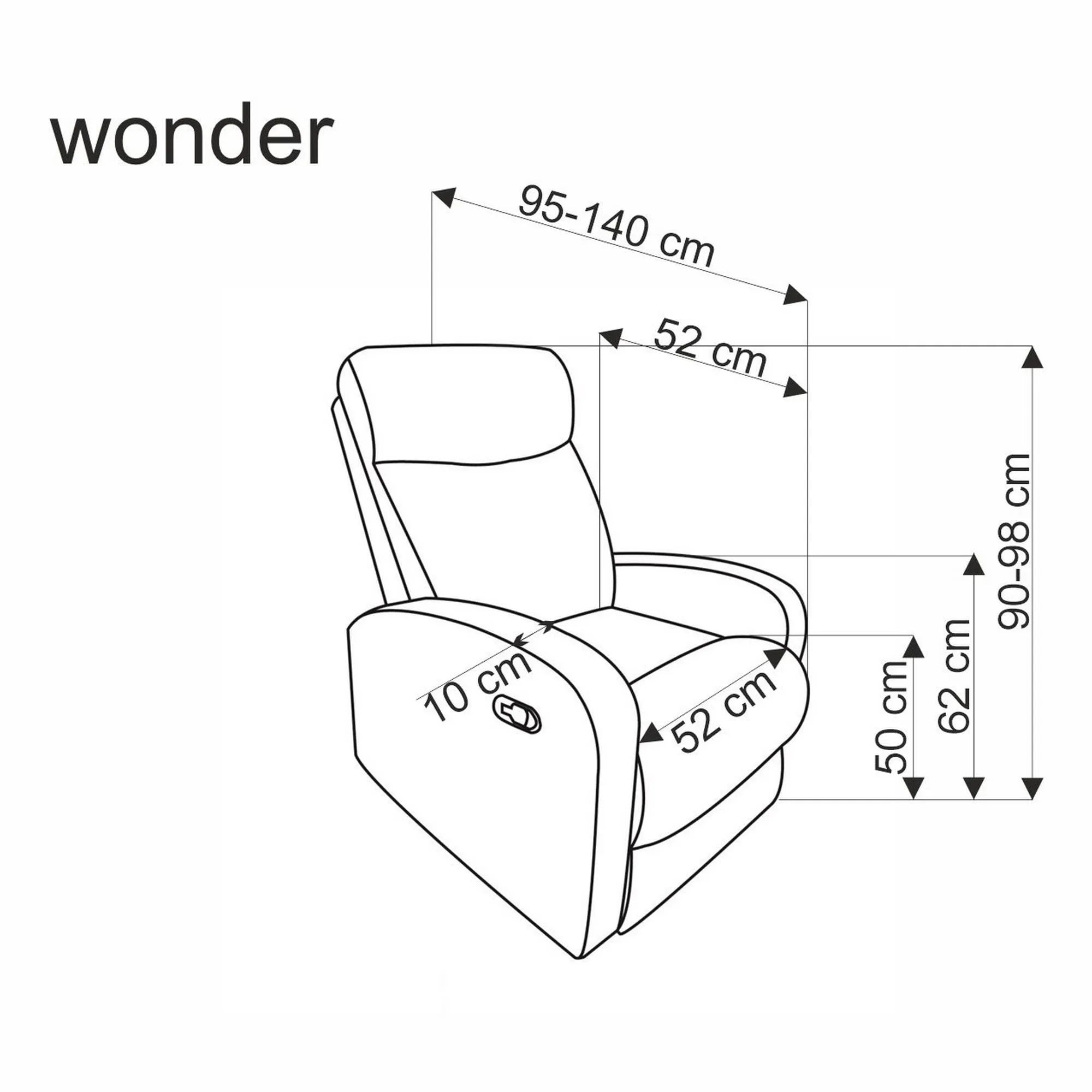 Fotoliu rabatabil WONDER, stofa catifelata negru - Bluvel 19, 75x95/140x90/98 cm