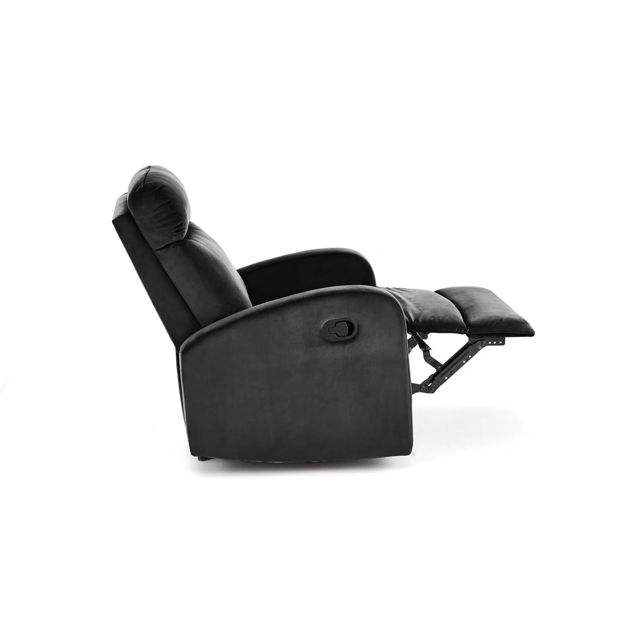 Fotoliu rabatabil WONDER, stofa catifelata negru - Bluvel 19, 75x95/140x90/98 cm