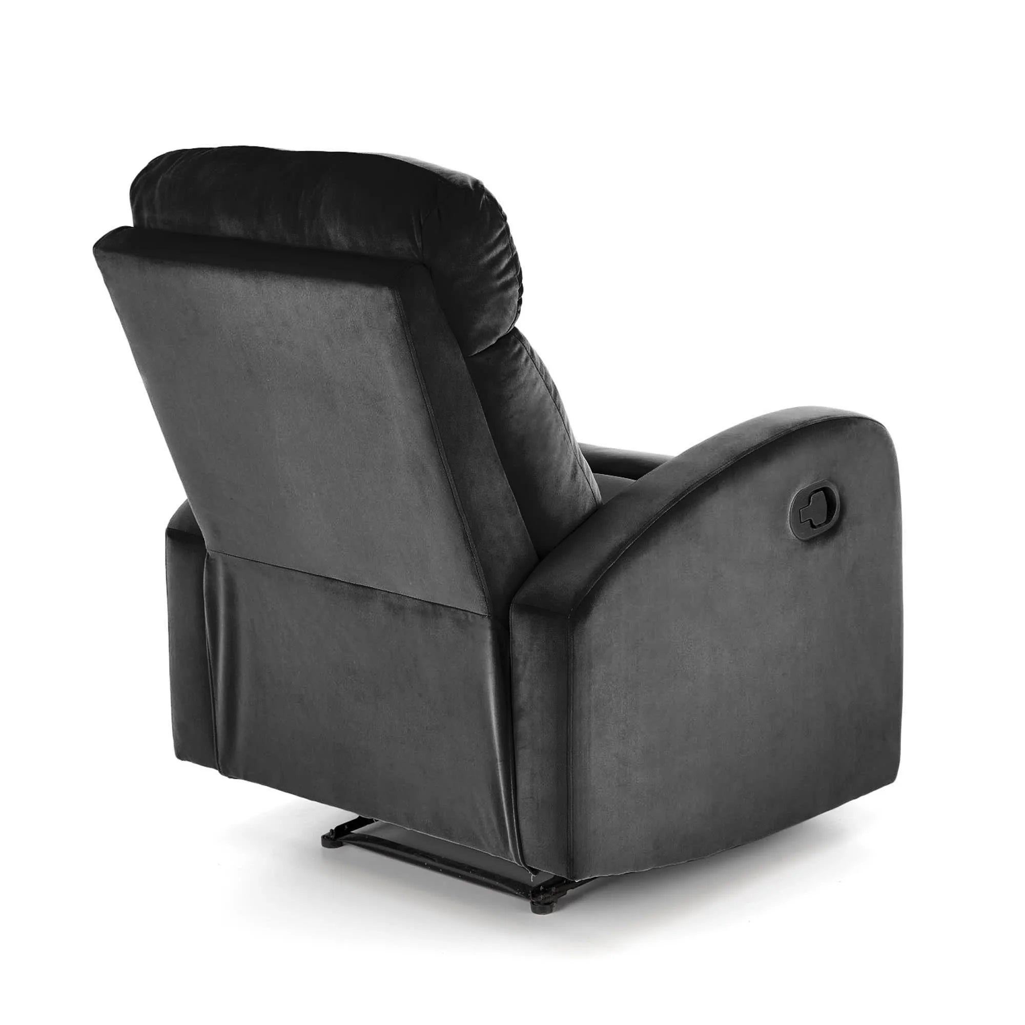 Fotoliu rabatabil WONDER, stofa catifelata negru - Bluvel 19, 75x95/140x90/98 cm
