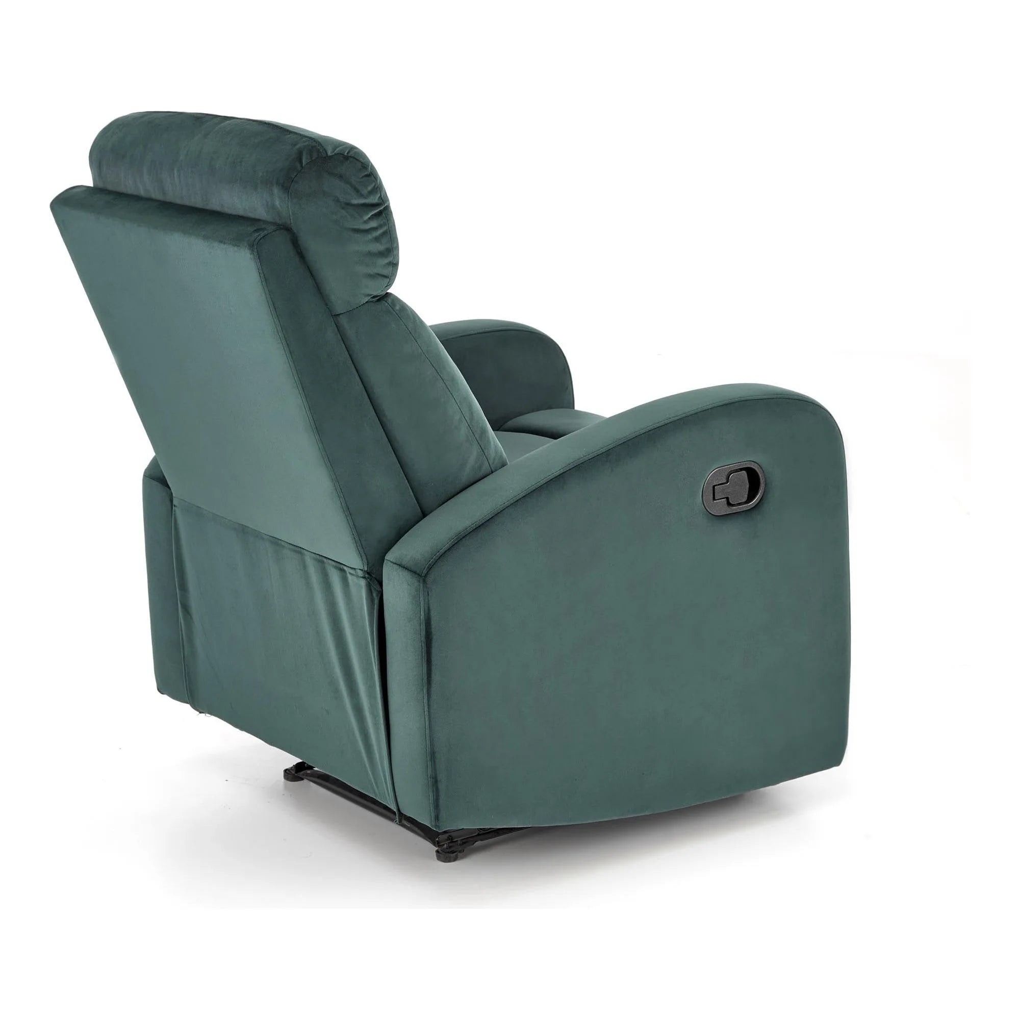 Fotoliu rabatabil WONDER, verde inchis/negru, stofa catifelata/metal, 75x95/140x90/98 cm