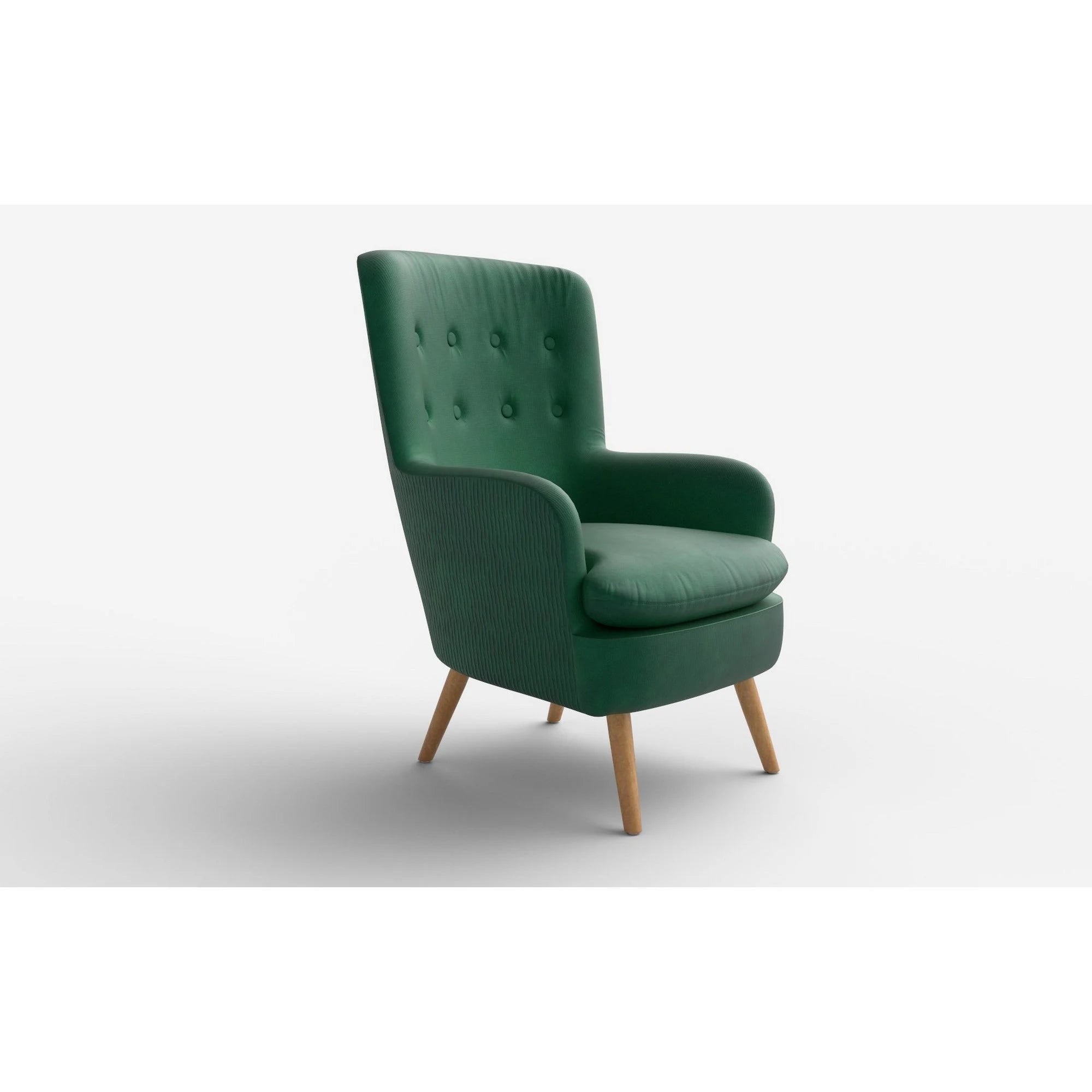 Fotoliu RAVEL, verde inchis/stejar natural, stofa catifelata/lemn, 70x78x100 cm