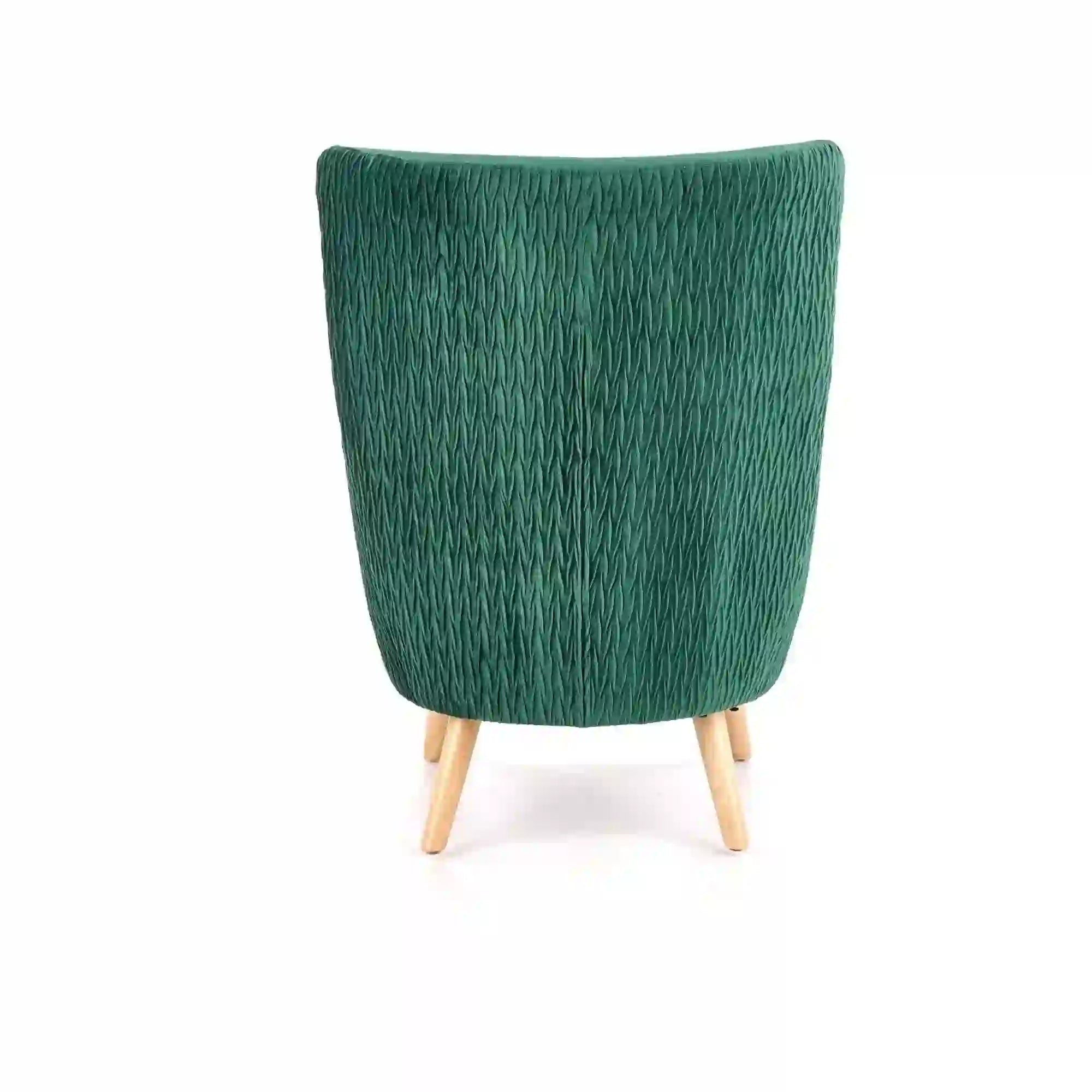 Fotoliu RAVEL, verde inchis/stejar natural, stofa catifelata/lemn, 70x78x100 cm