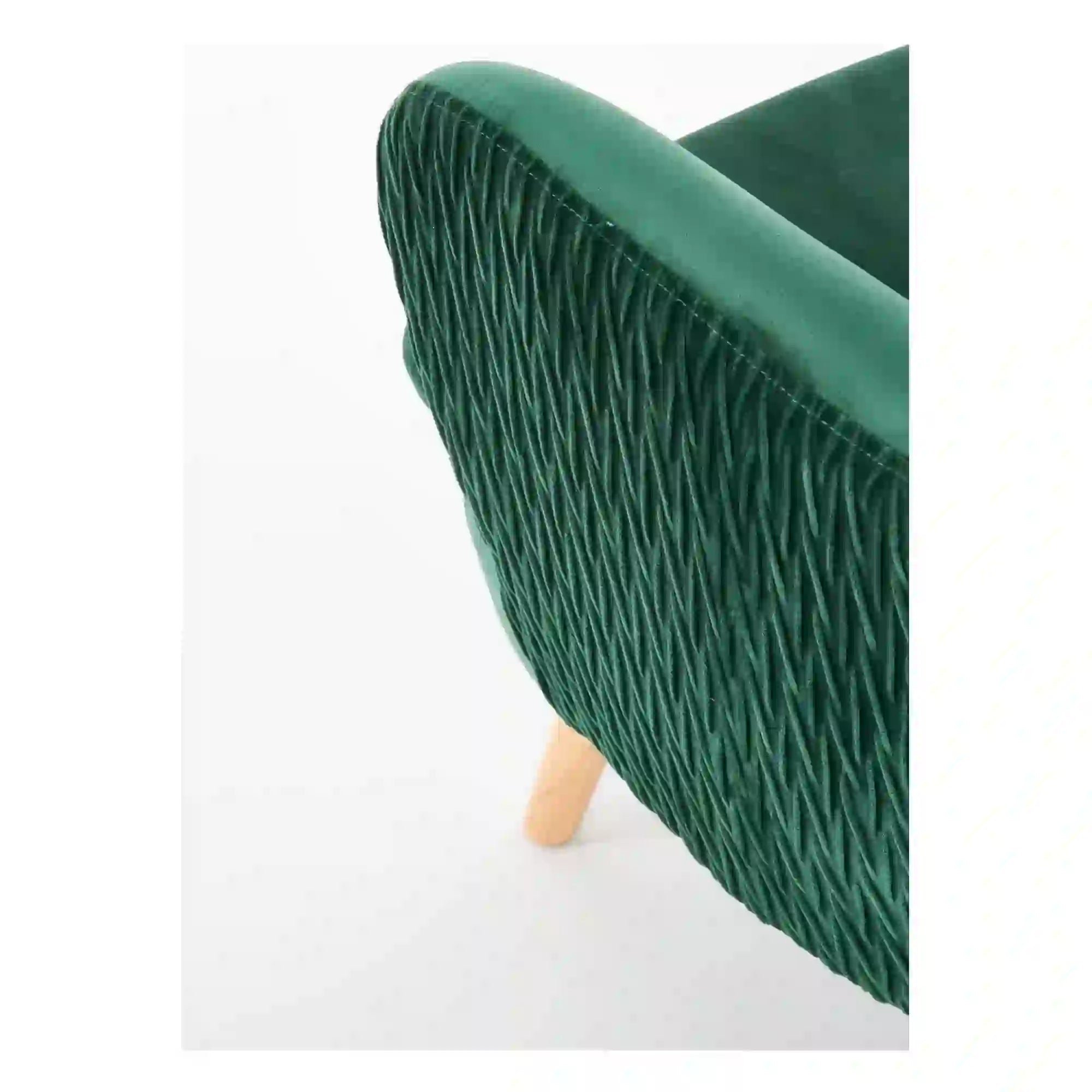 Fotoliu RAVEL, verde inchis/stejar natural, stofa catifelata/lemn, 70x78x100 cm