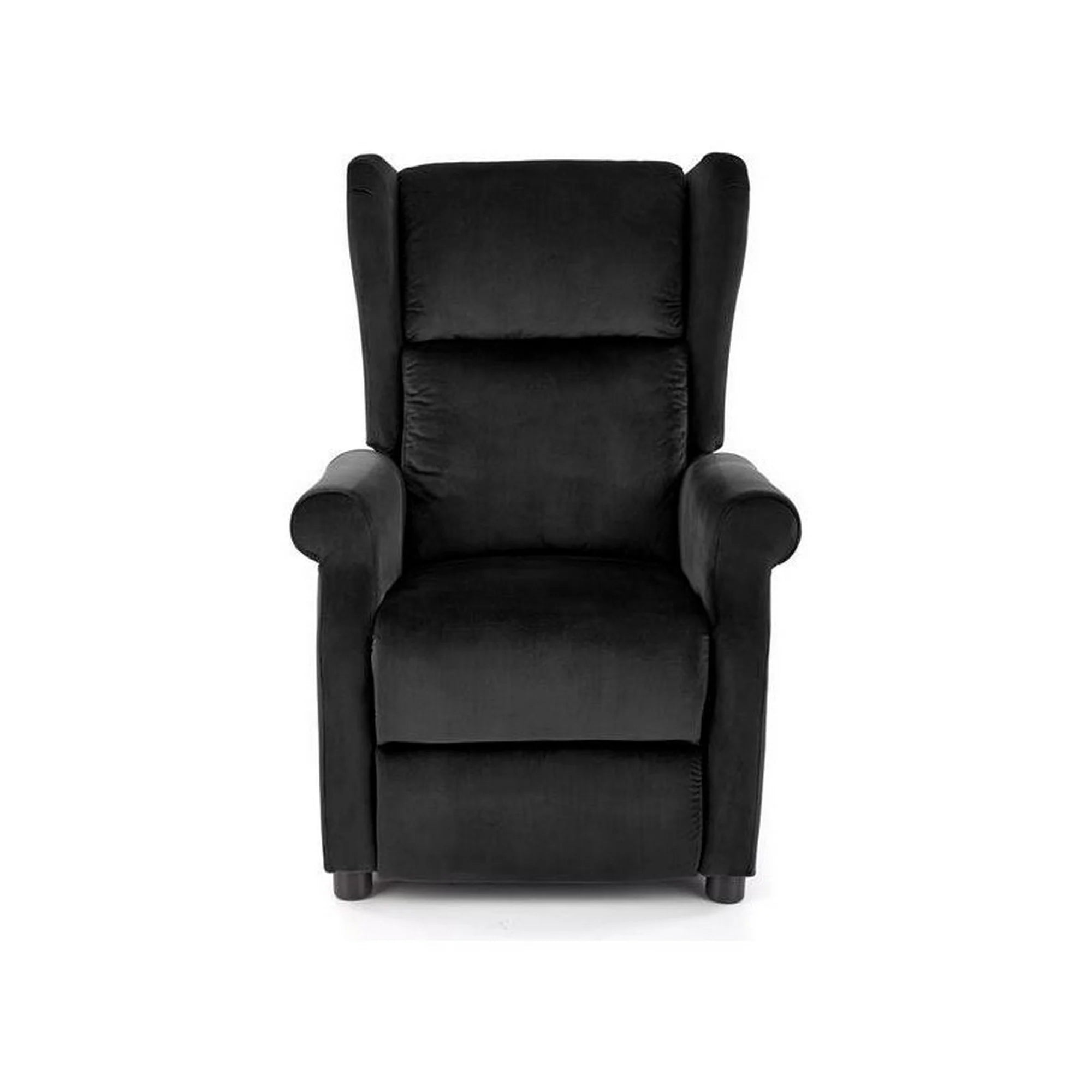 Fotoliu recliner AGUSTIN 2, negru, stofa catifelata/lemn, 75x92/160x83/107 cm
