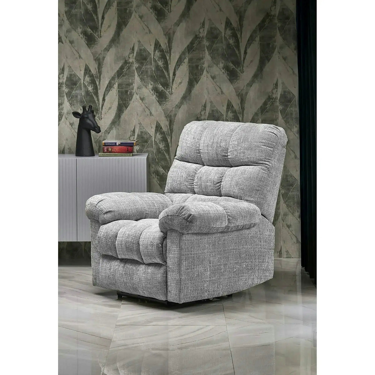 Fotoliu recliner AMORE, gri, stofa, 105x100x86 cm