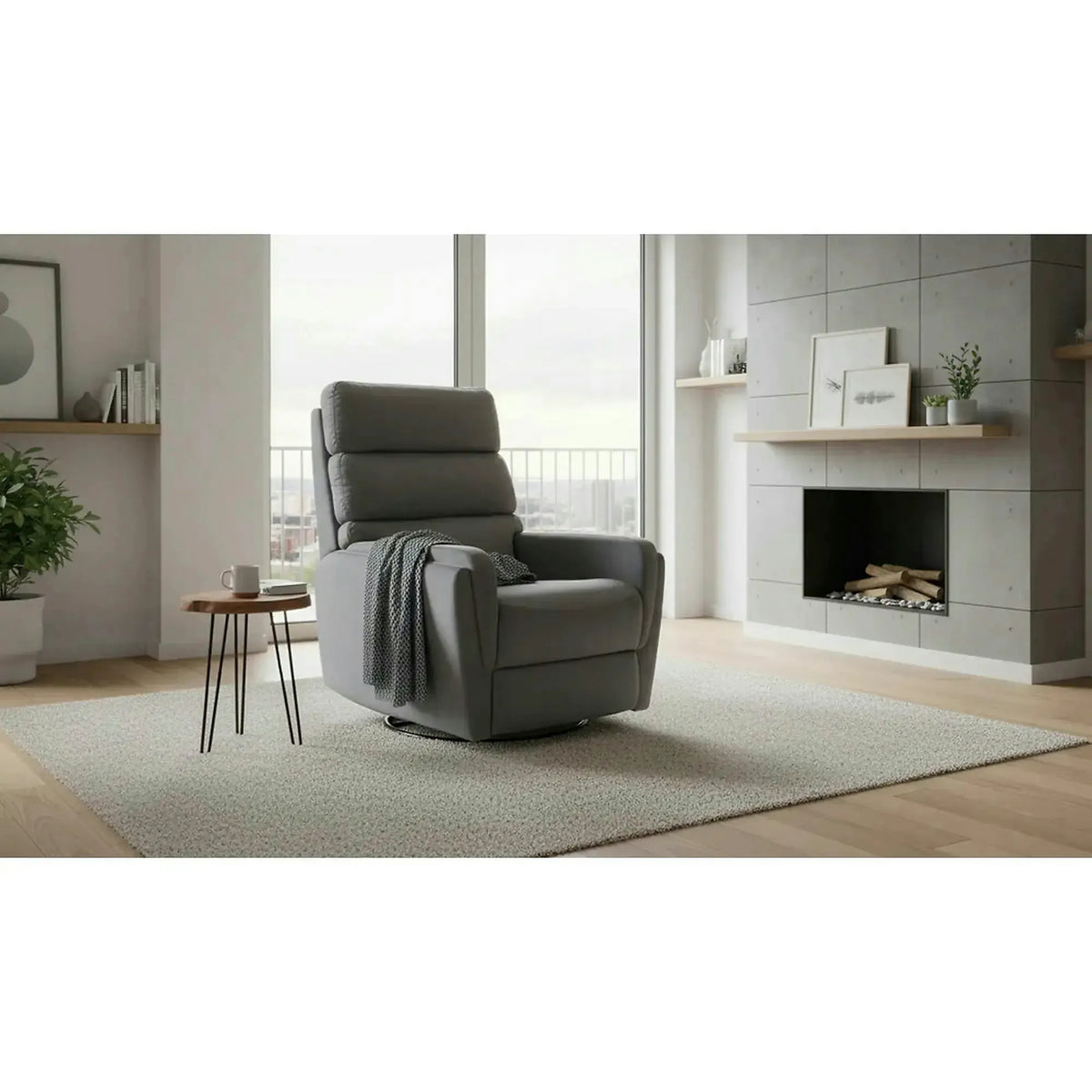 Fotoliu recliner ARGOS, stofa catifelata gri - Bluvel 14, 78x84/162x107 cm