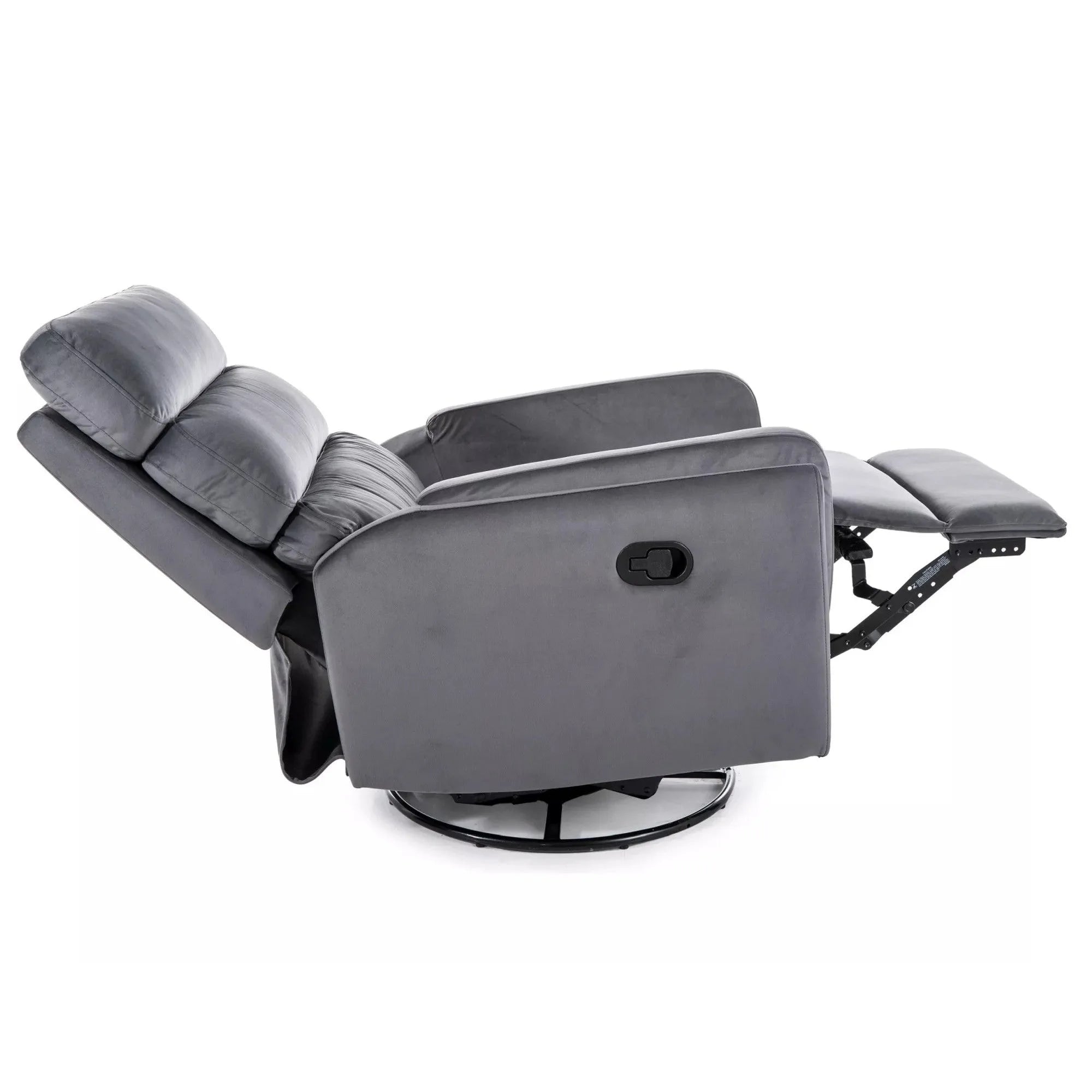 Fotoliu recliner ARGOS, stofa catifelata gri - Bluvel 14, 78x84/162x107 cm