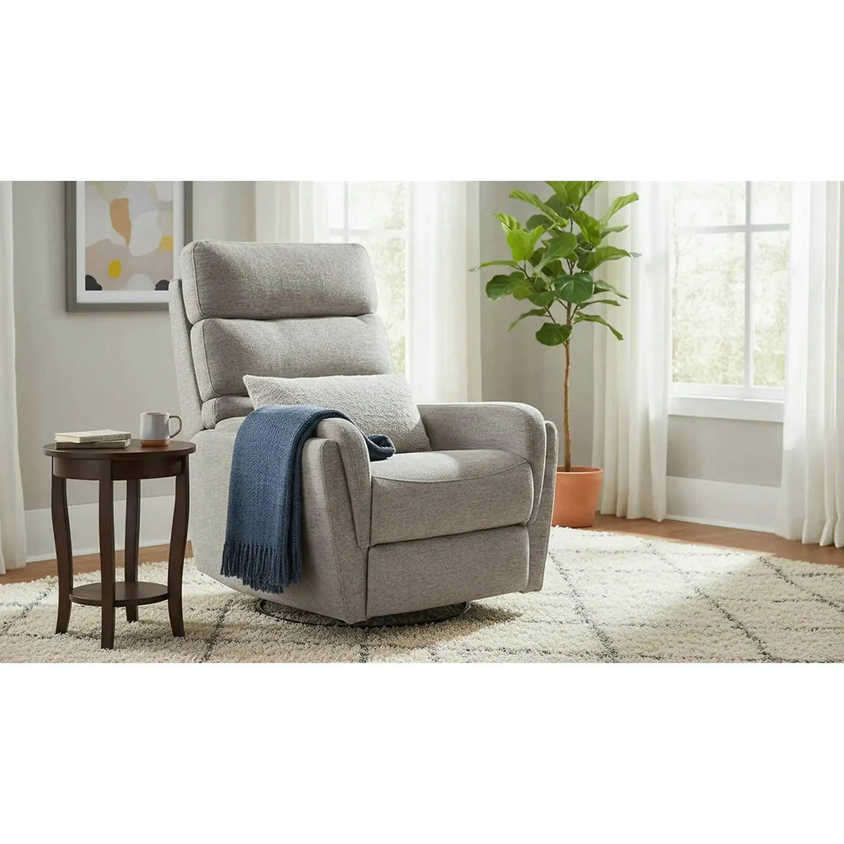 Fotoliu recliner ARGOS, stofa clasica gri - Raven 07, 78x84/162x107 cm