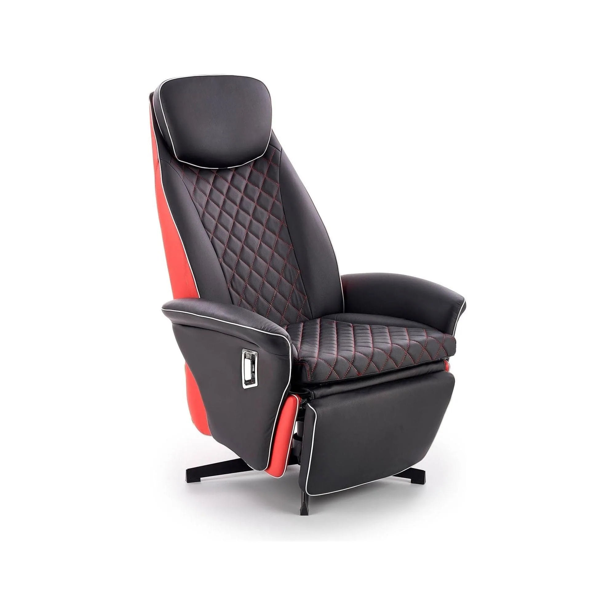 Fotoliu recliner CAMARO, negru/rosu, piele ecologica/otel, 77x72/146x86/112 cm