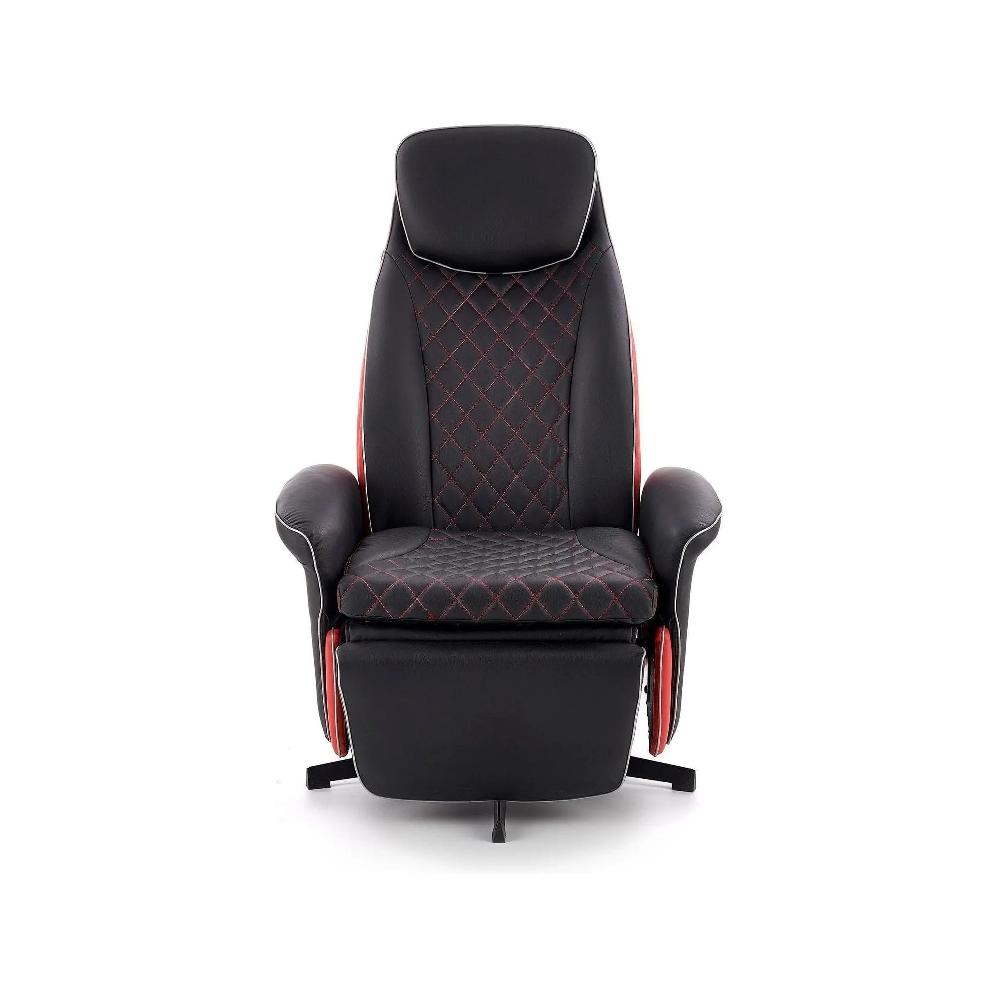 Fotoliu recliner CAMARO, negru/rosu, piele ecologica/otel, 77x72/146x86/112 cm