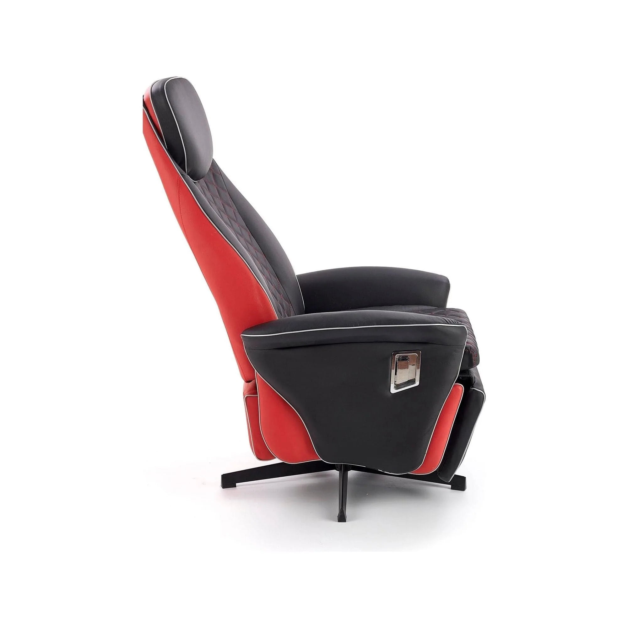 Fotoliu recliner CAMARO, negru/rosu, piele ecologica/otel, 77x72/146x86/112 cm