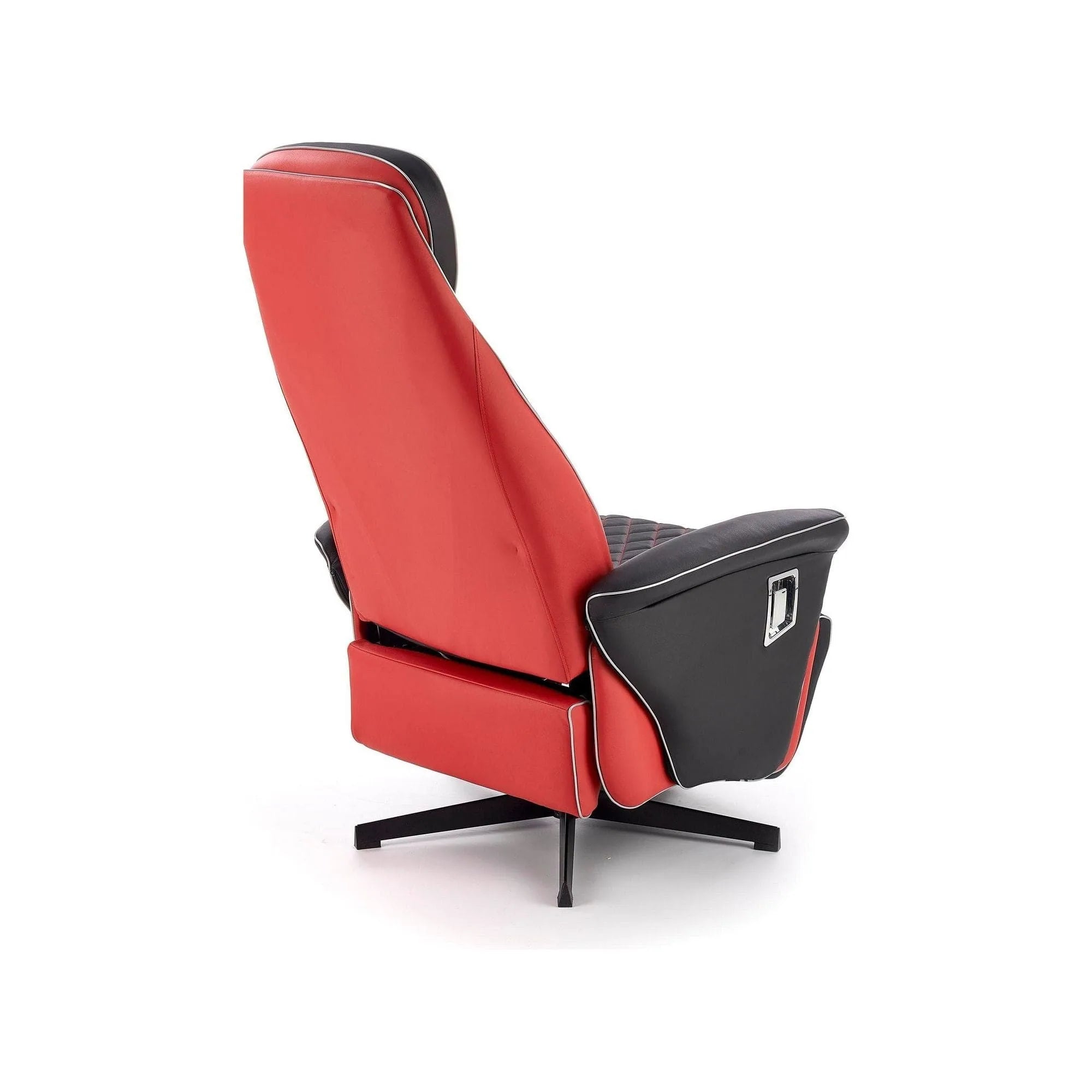 Fotoliu recliner CAMARO, negru/rosu, piele ecologica/otel, 77x72/146x86/112 cm