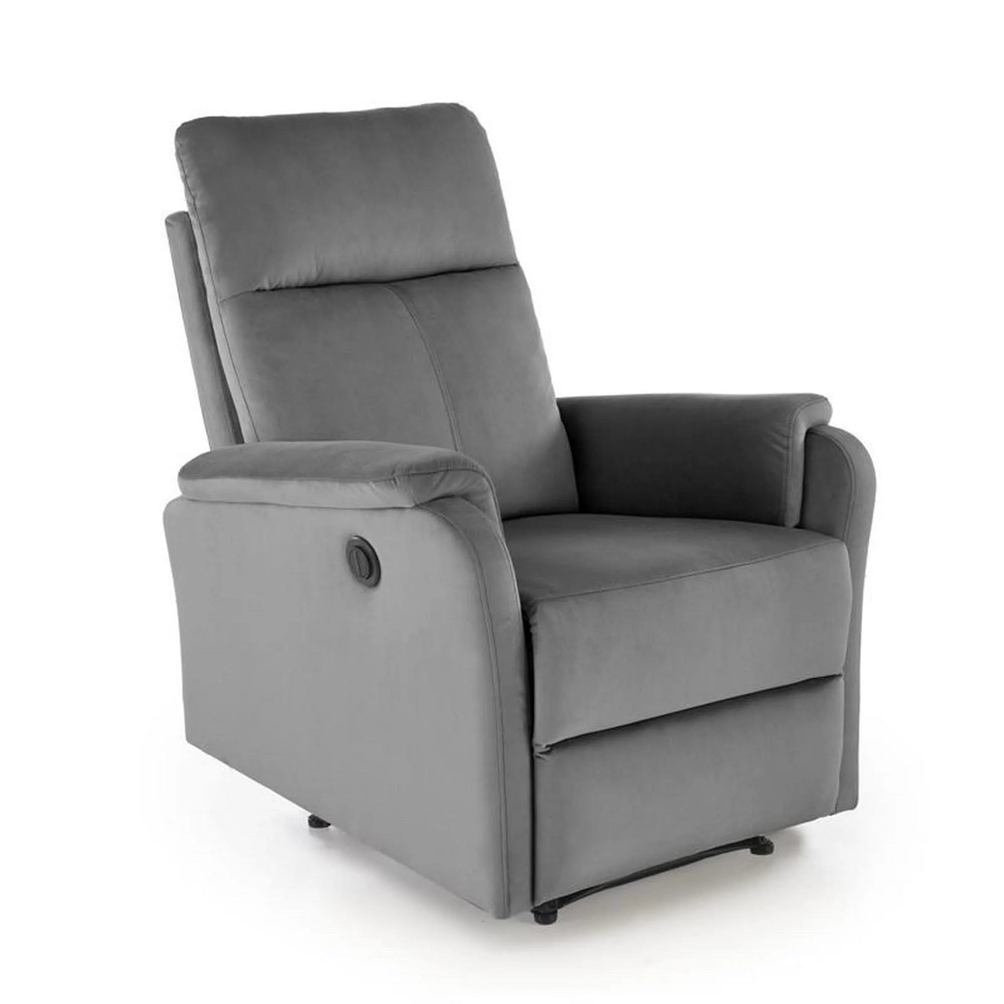 Fotoliu recliner CROCUS, stofa catifelata gri - Bluvel 14, 77x88/155x81/102 cm