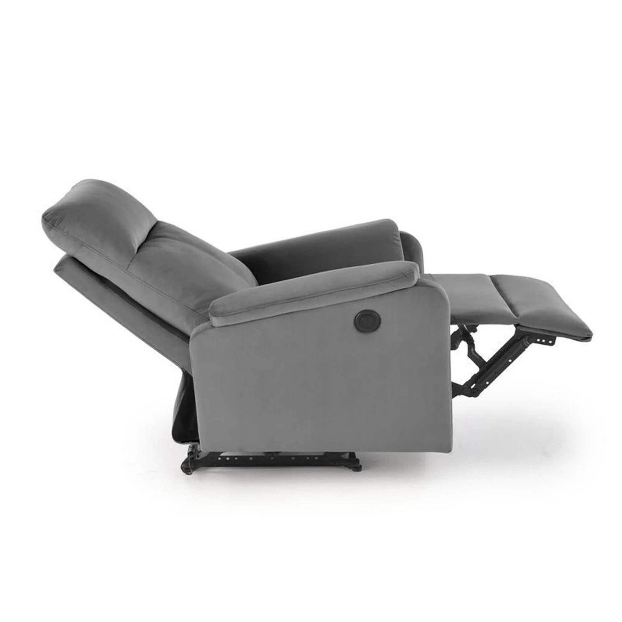 Fotoliu recliner CROCUS, stofa catifelata gri - Bluvel 14, 77x88/155x81/102 cm