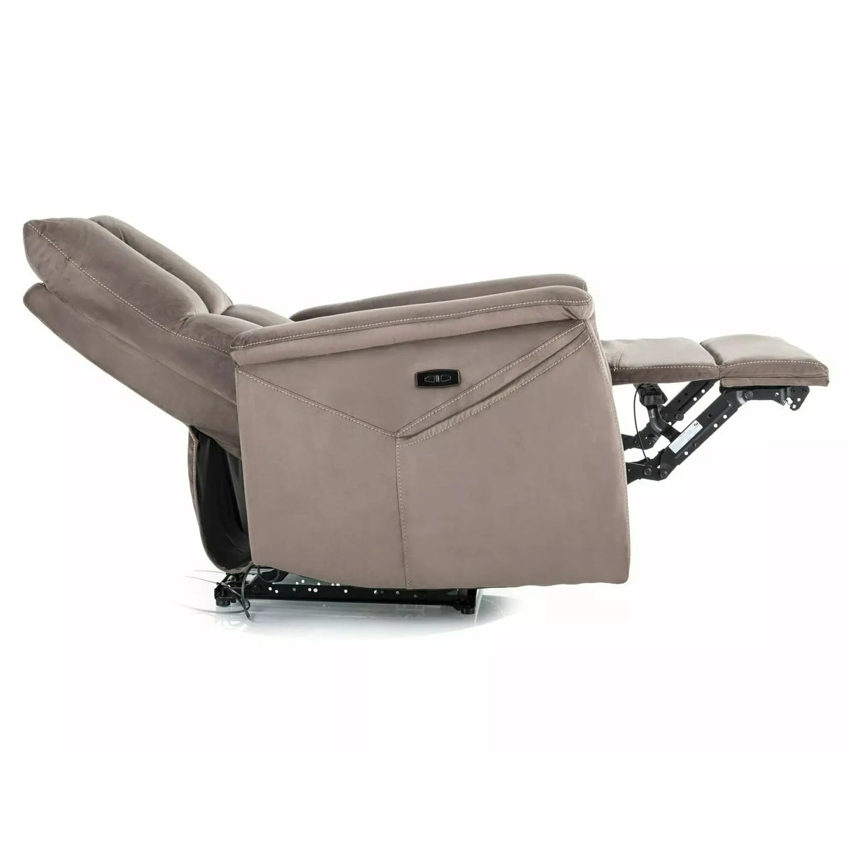 Fotoliu recliner cu functie de masaj NEPTUN M, stofa catifelata cappuccino - Bluvel 38, 76x94/160x96 cm