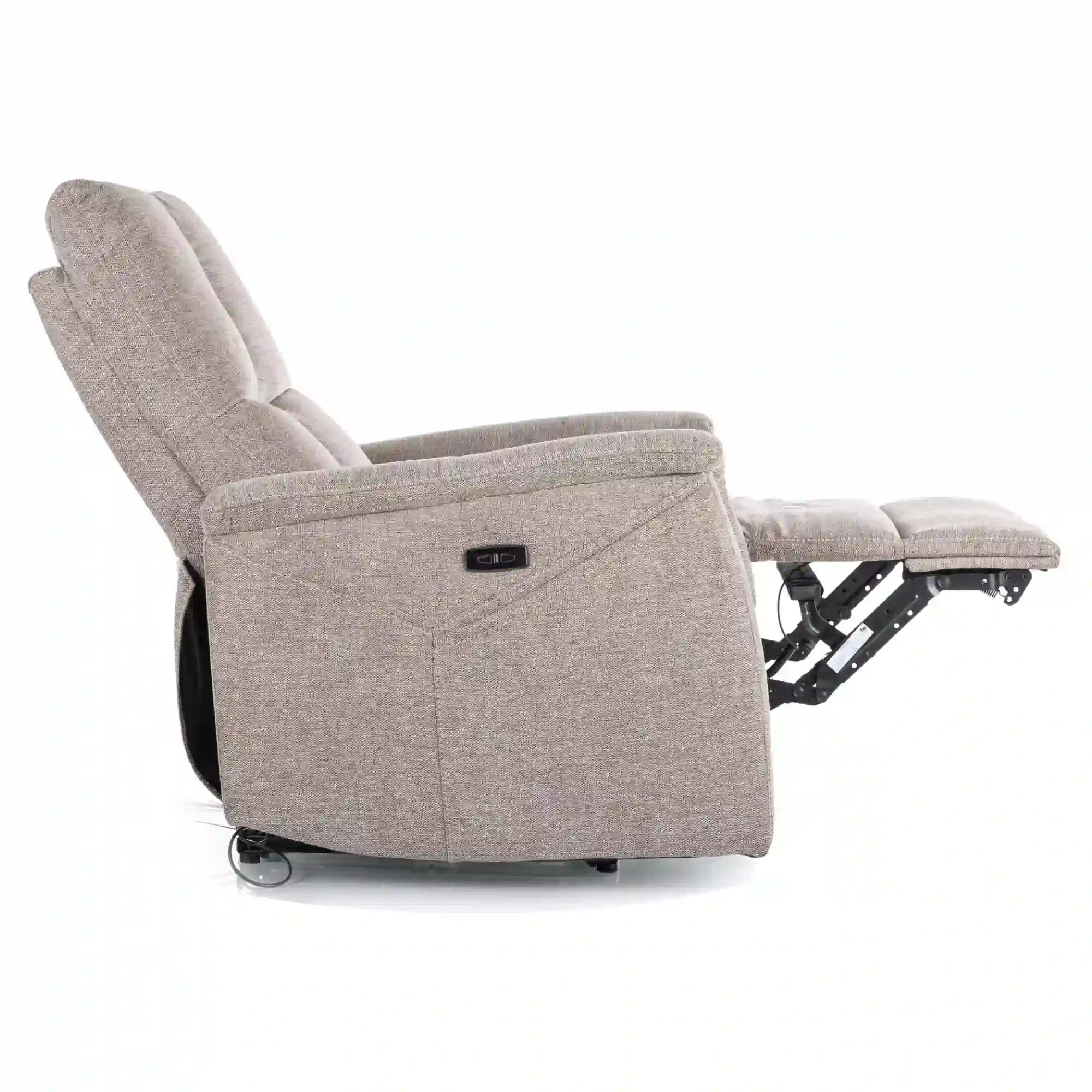 Fotoliu recliner cu functie de masaj NEPTUN M, stofa clasica bej - Brego 34, 76x94/160x96 cm