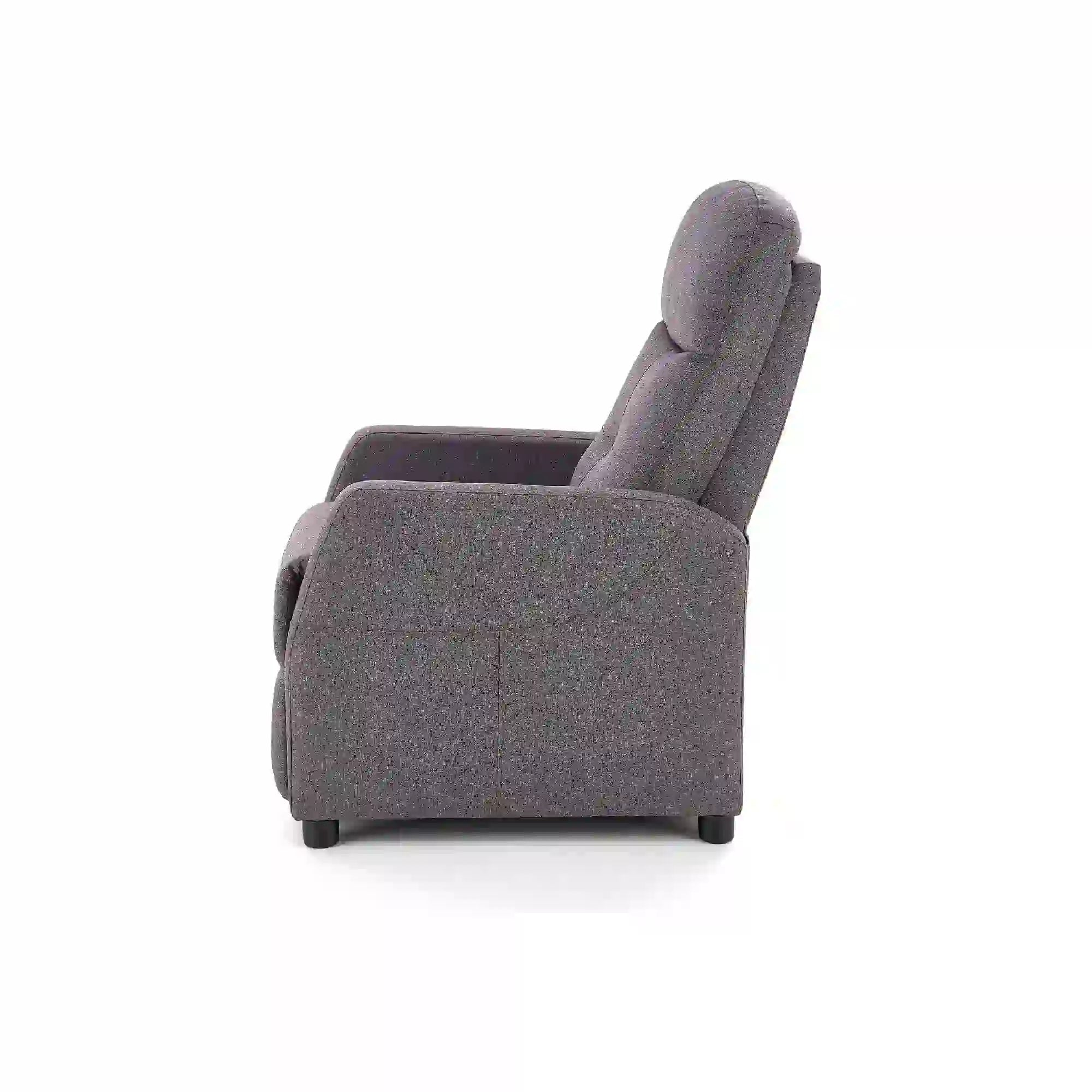 Fotoliu recliner FELIPE, gri inchis/negru, stofa/plastic, 64x84/135x76/103 cm