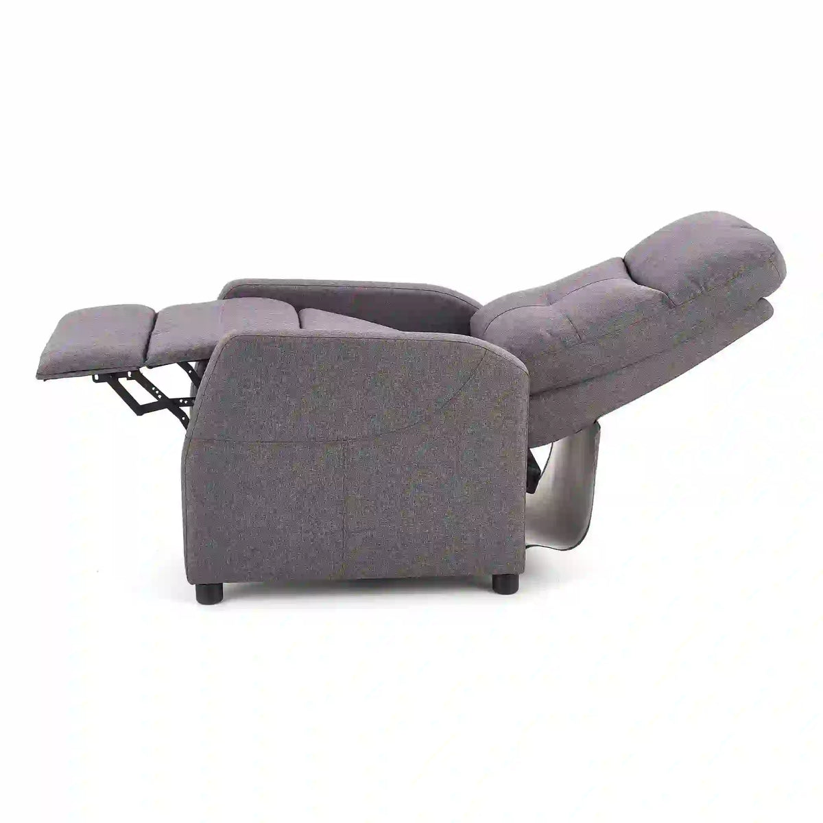 Fotoliu recliner FELIPE, gri inchis/negru, stofa/plastic, 64x84/135x76/103 cm