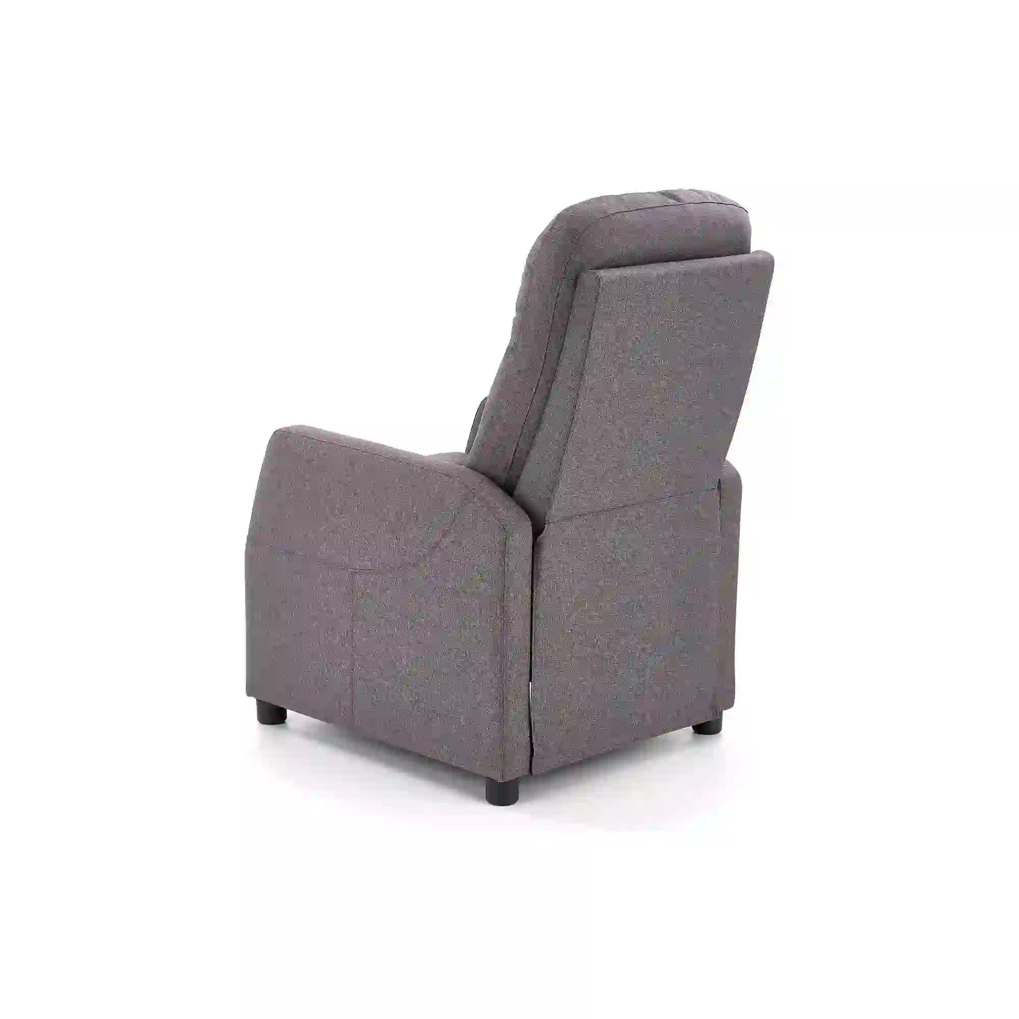 Fotoliu recliner FELIPE, gri inchis/negru, stofa/plastic, 64x84/135x76/103 cm