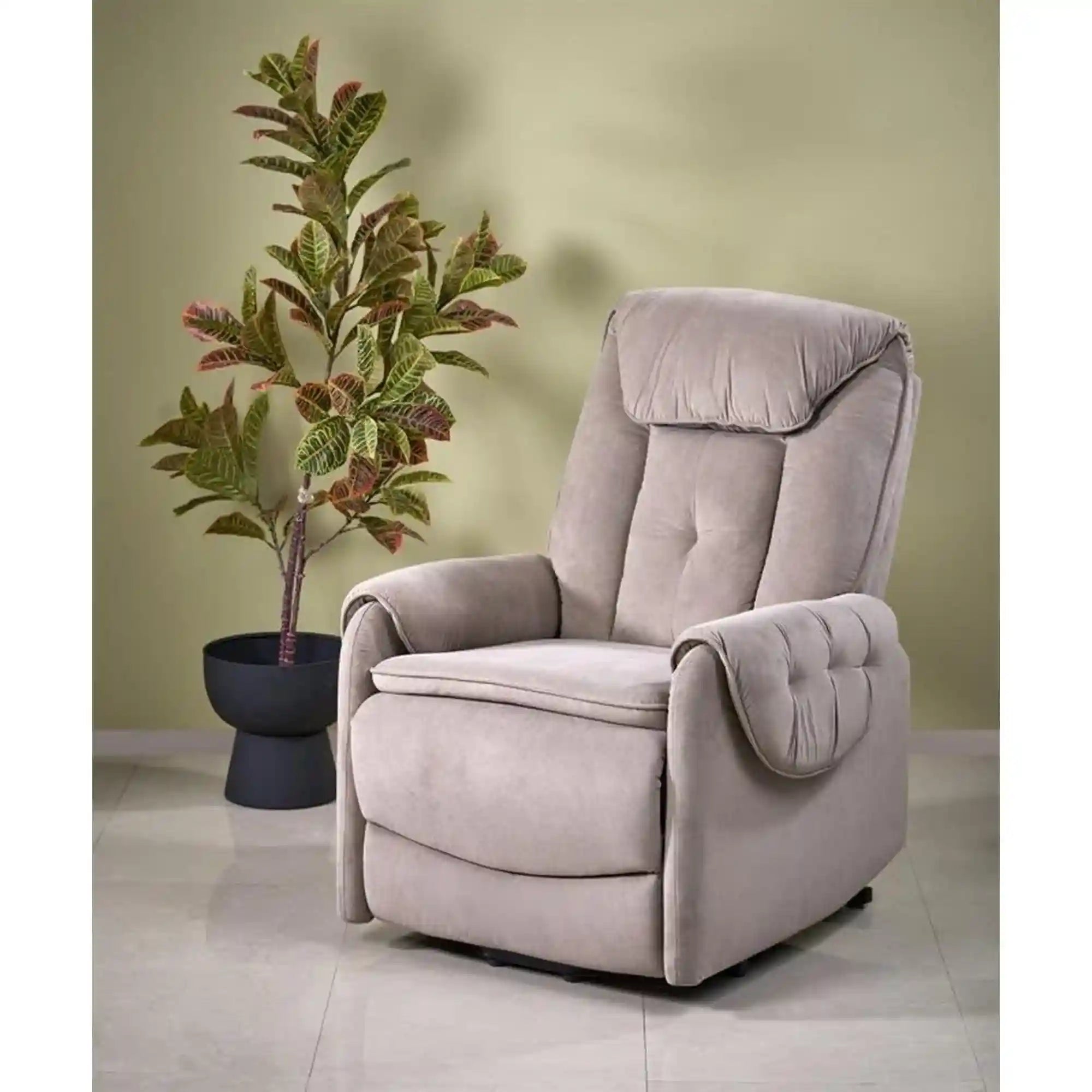 Fotoliu recliner HORTON, stofa catifelata bej - Mavel 38, 80x97/158x90/105 cm