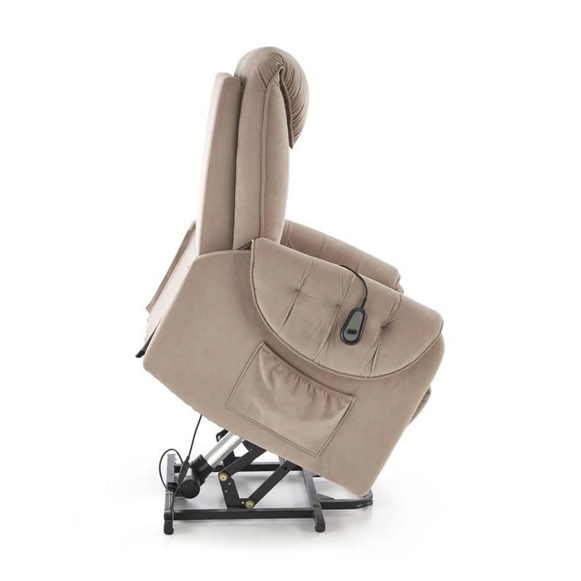 Fotoliu recliner HORTON, stofa catifelata bej - Mavel 38, 80x97/158x90/105 cm