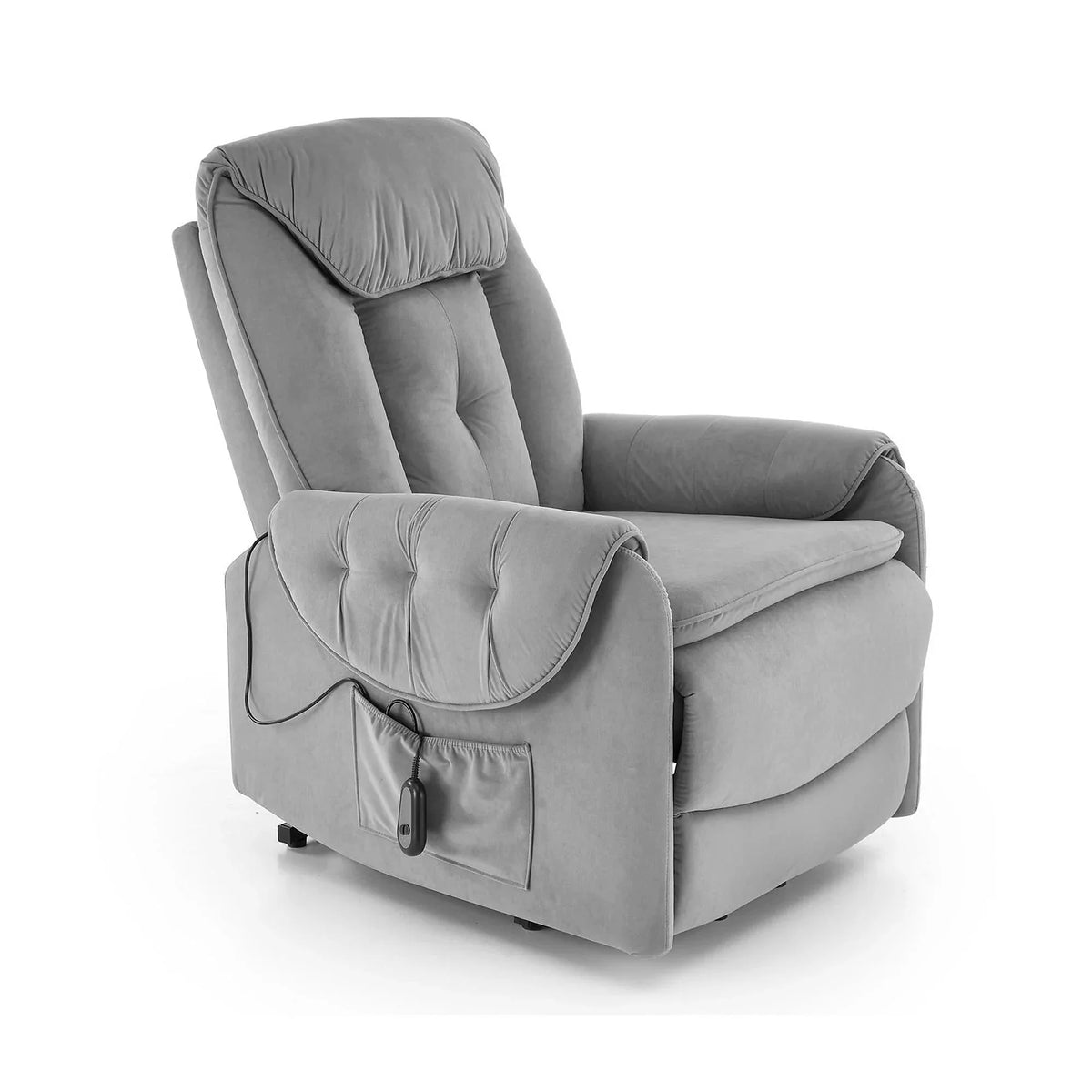 Fotoliu recliner HORTON, stofa catifelata gri - Mavel 14, 80x97/158x90/105 cm