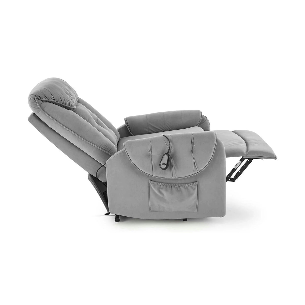 Fotoliu recliner HORTON, stofa catifelata gri - Mavel 14, 80x97/158x90/105 cm