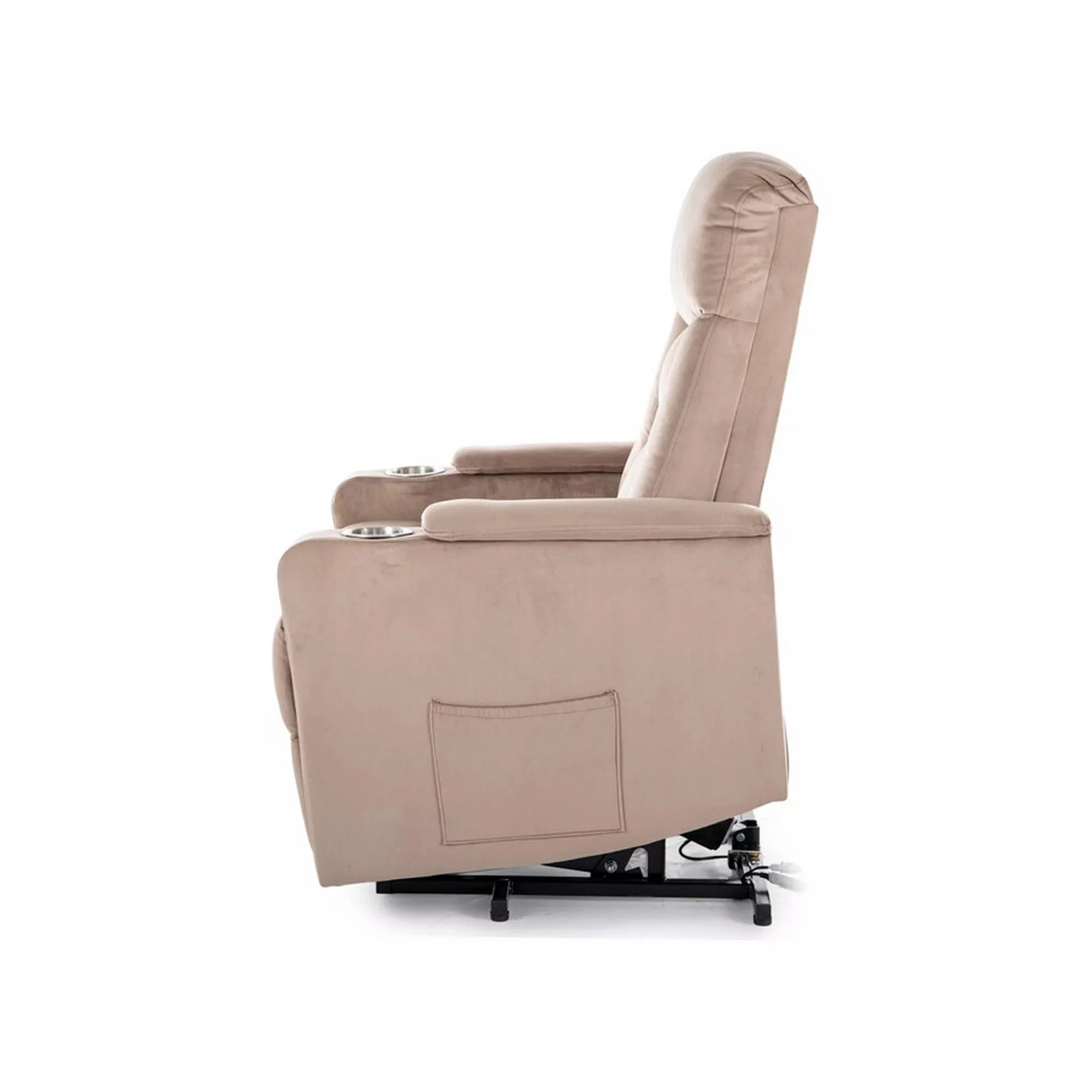 Fotoliu recliner IKAR, stofa catifelata bej inchis - Bluvel 40, 77x92/163x108 cm