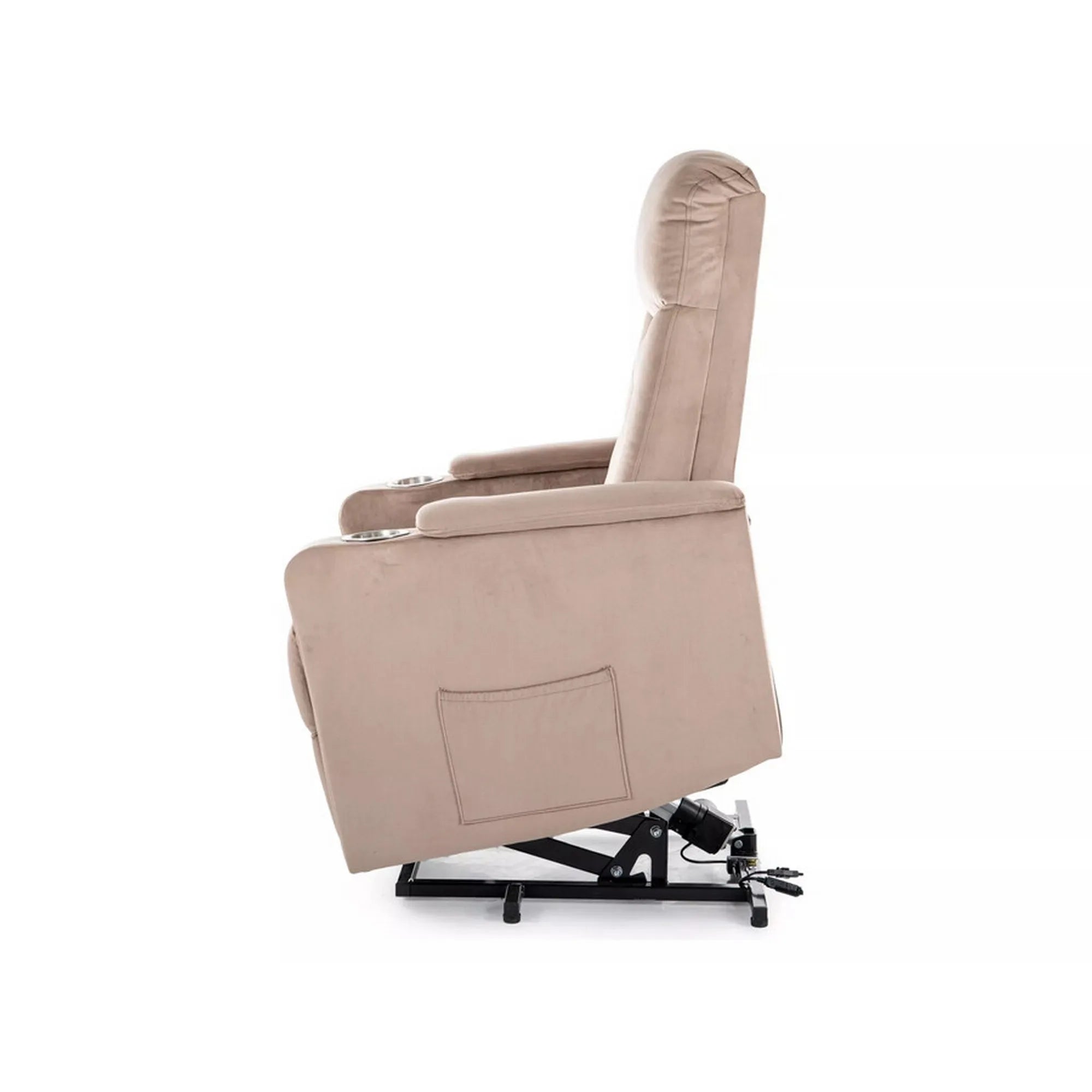 Fotoliu recliner IKAR, stofa catifelata bej inchis - Bluvel 40, 77x92/163x108 cm