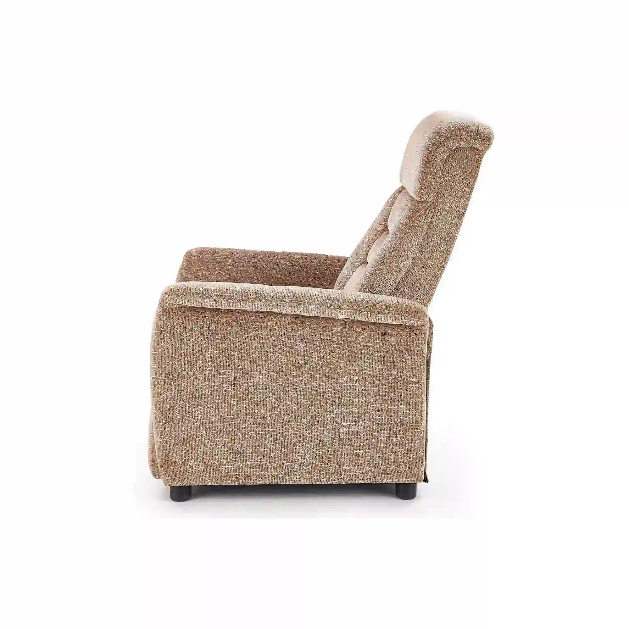 Fotoliu recliner JORDAN, bej/negru, stofa/plastic, 71x85/155x79/106 cm