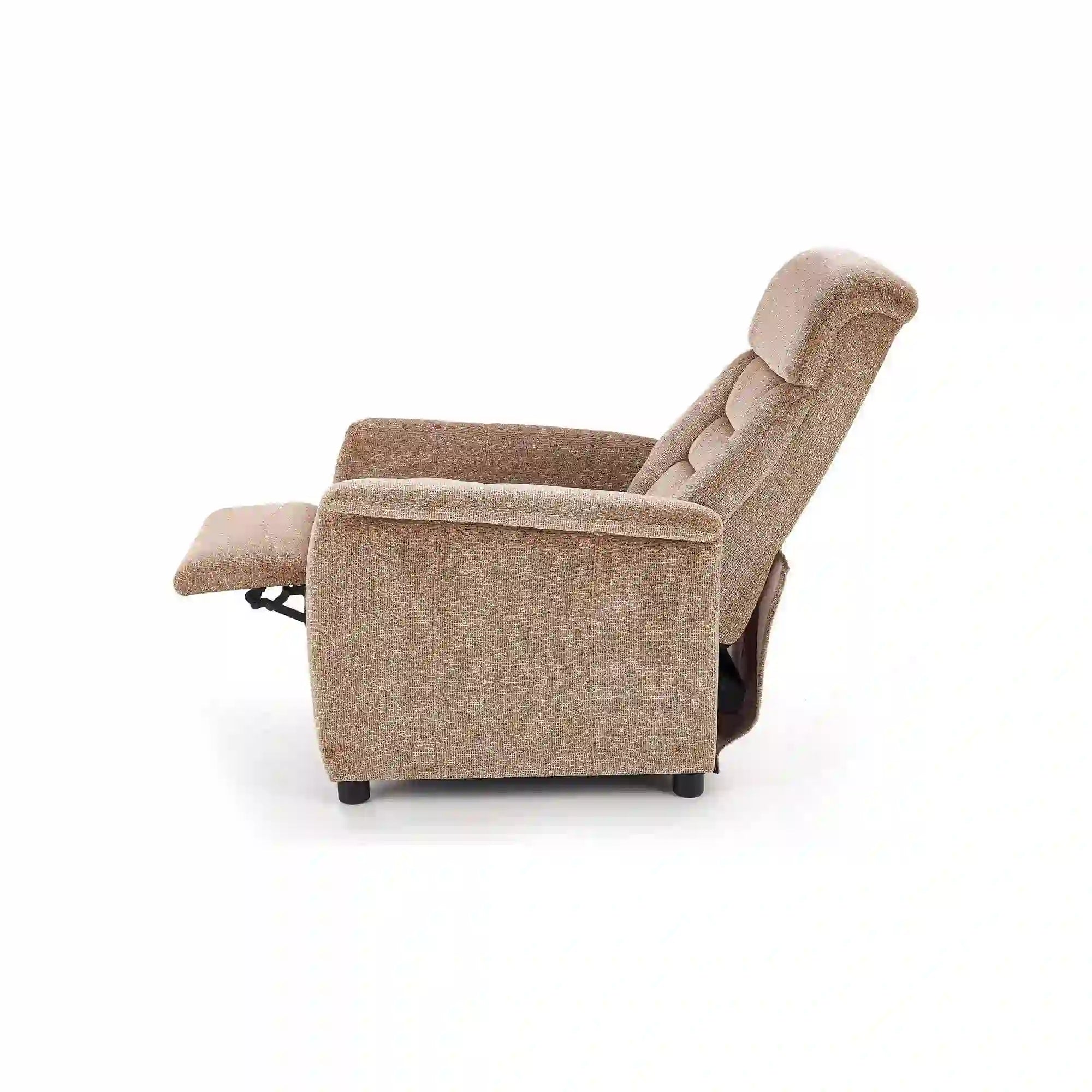 Fotoliu recliner JORDAN, bej/negru, stofa/plastic, 71x85/155x79/106 cm