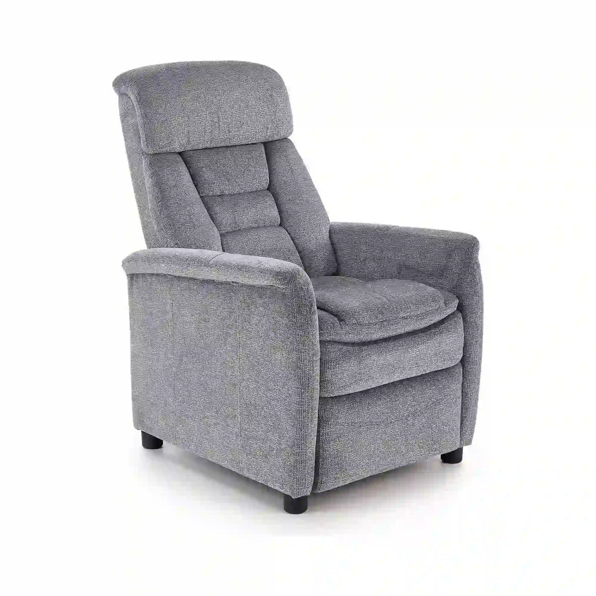 Fotoliu recliner JORDAN, gri/negru, stofa/plastic, 71x85/155x79/106 cm