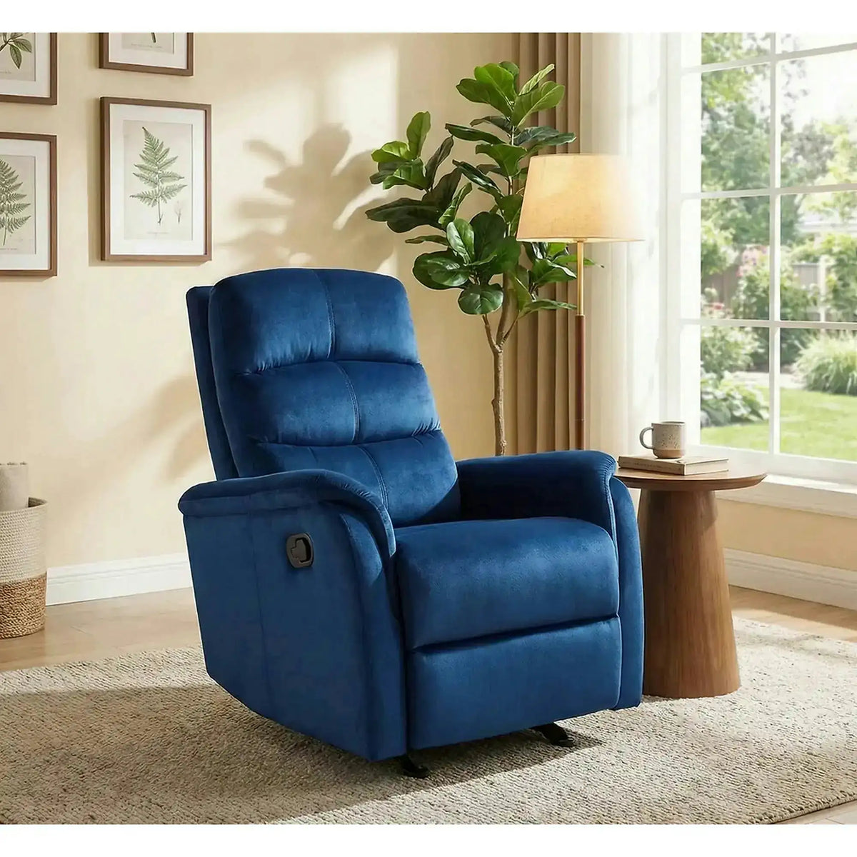 Fotoliu recliner JOWIS, stofa catifelata albastru - Bluvel 86, 78x98/160x102 cm
