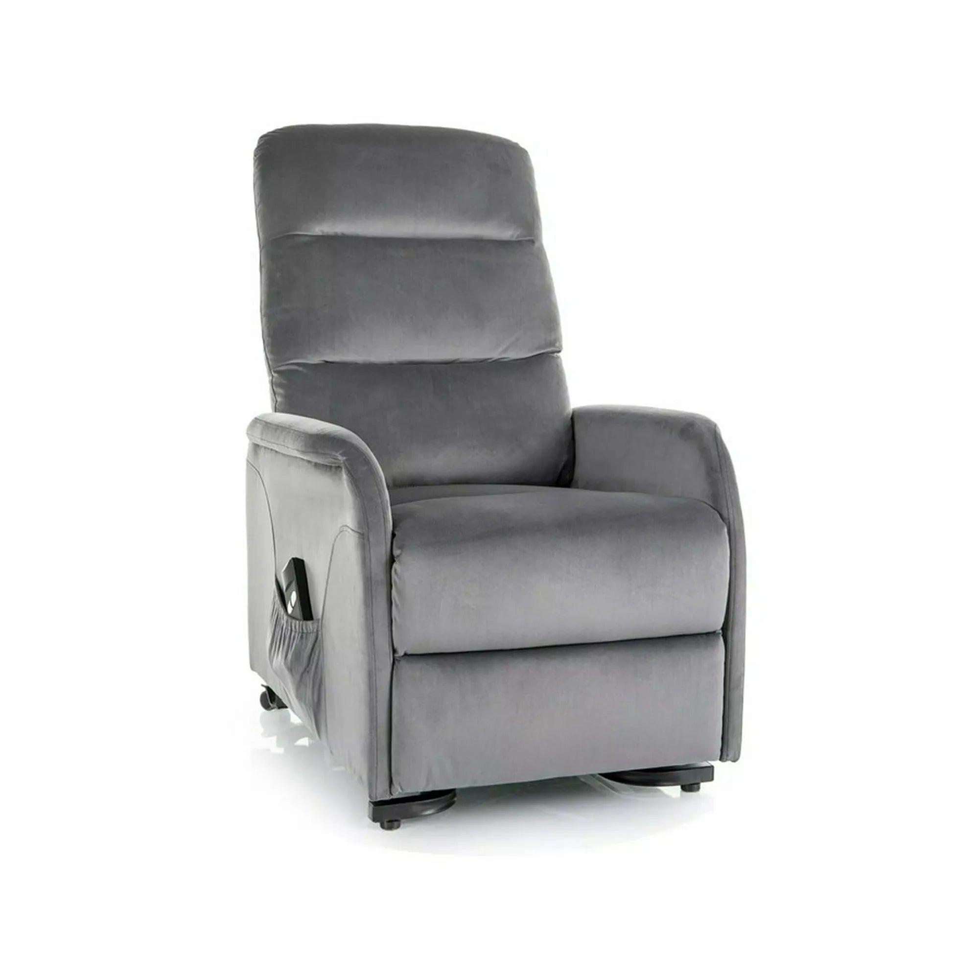 Fotoliu recliner JUPITER M, stofa catifelata gri - Bluvel 14, 69x91/164x105 cm