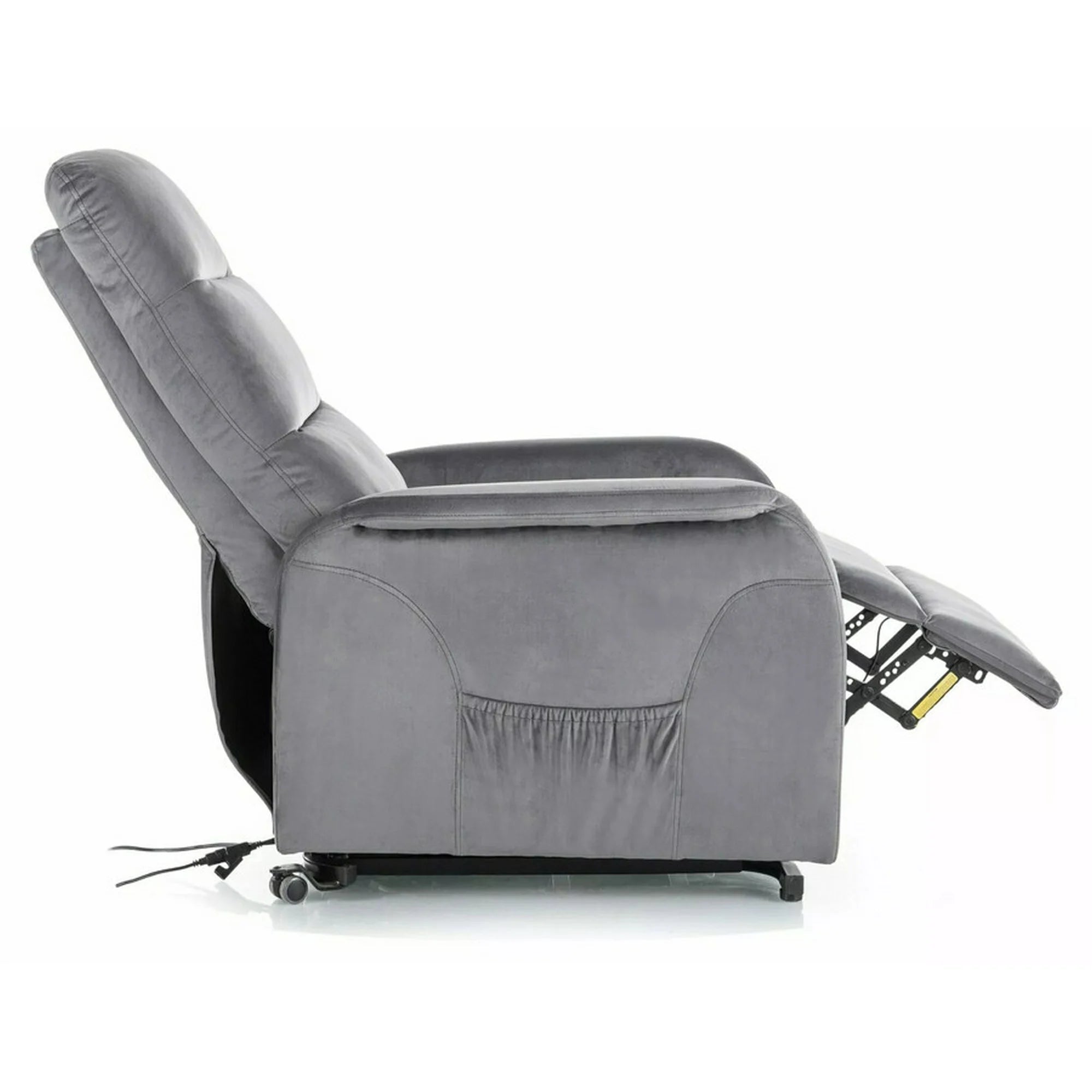 Fotoliu recliner JUPITER M, stofa catifelata gri - Bluvel 14, 69x91/164x105 cm