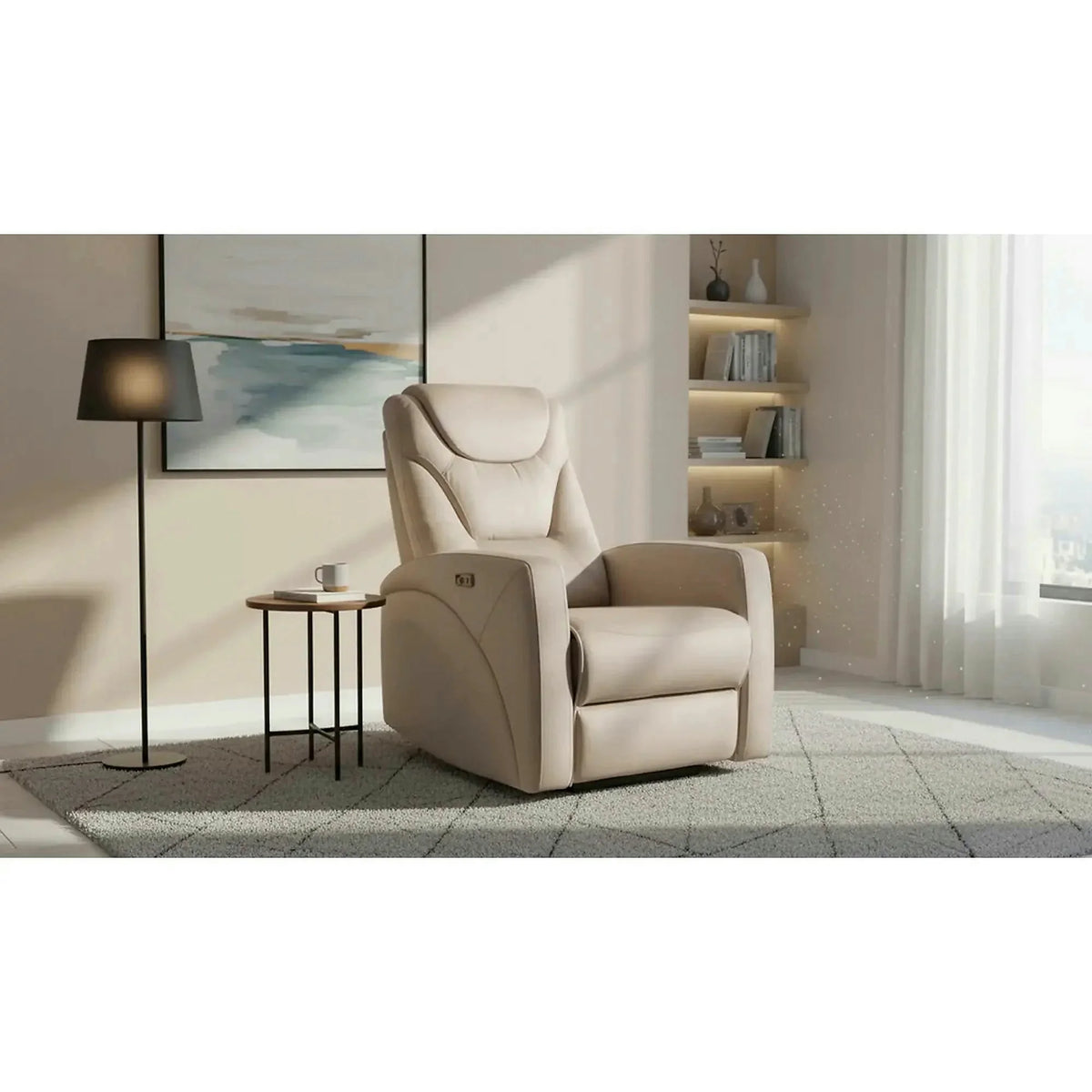 Fotoliu recliner KRONOS, stofa catifelata bej- Bluvel 40, 79x94/160x107 cm